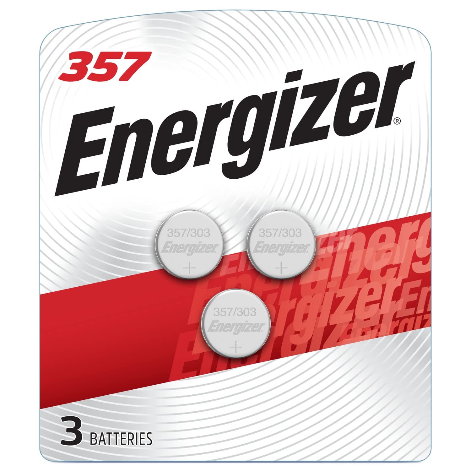 Energizer 357/303 Batteries (3 Pack), 1.5V Silver Oxide Button Cell Batteries