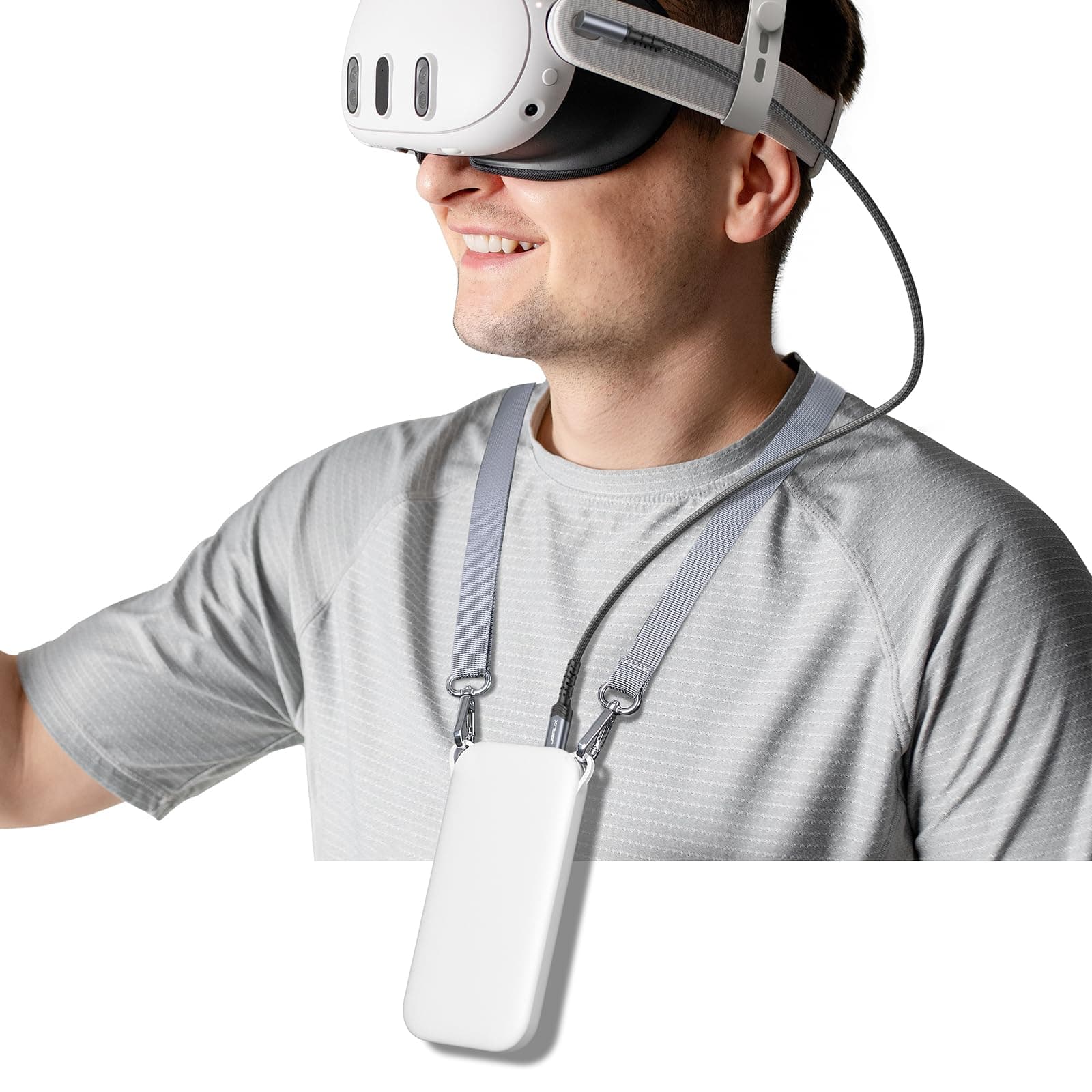 JSAUX Battery Pack Compatible with Meta Quest 3S/3/2, 10000mAh PD Fast Portable Rechargeble Power Bank (Extend 4-6 H Playtime) with Belt Clip and Lanyard,for Oculus 3S/3/2, PS VR2, Pico 4 Accessories