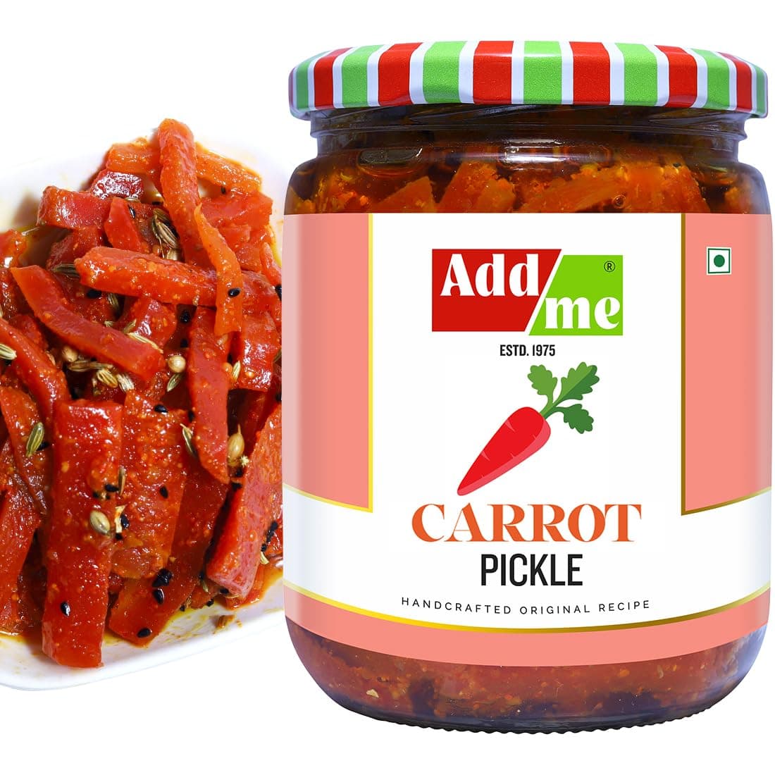 Home Made Carrot Pickles Gajar ka Khatta Achar 500Gm Glass jar