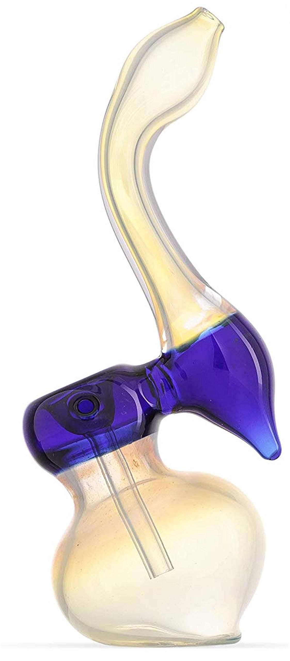 Sigato™ 5'' Blue Bubbler Pipe: Silver Fumed Thick Glass :Glass Smoking Pipe: BBSFumed