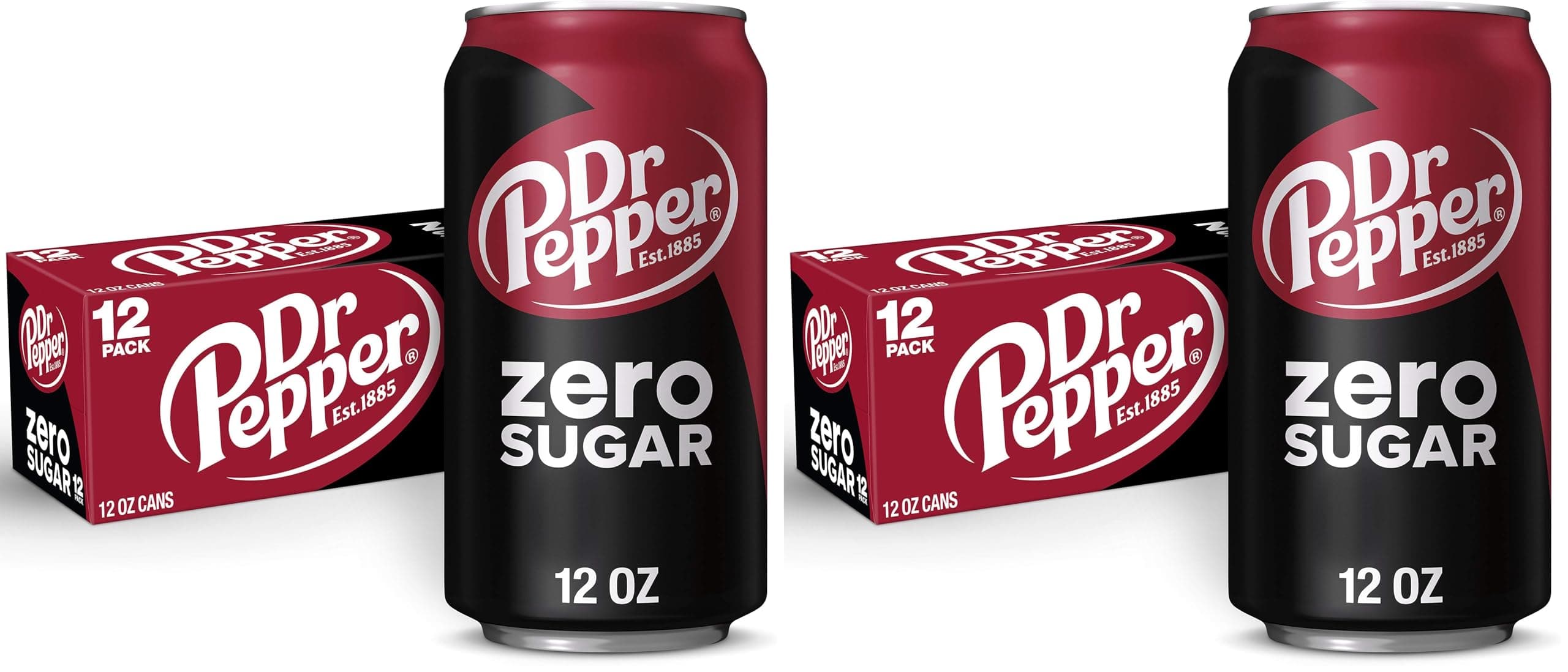 Dr Pepper Zero Sugar Soda, 12 fl. oz. Cans, 12 Pack (Pack of 2)