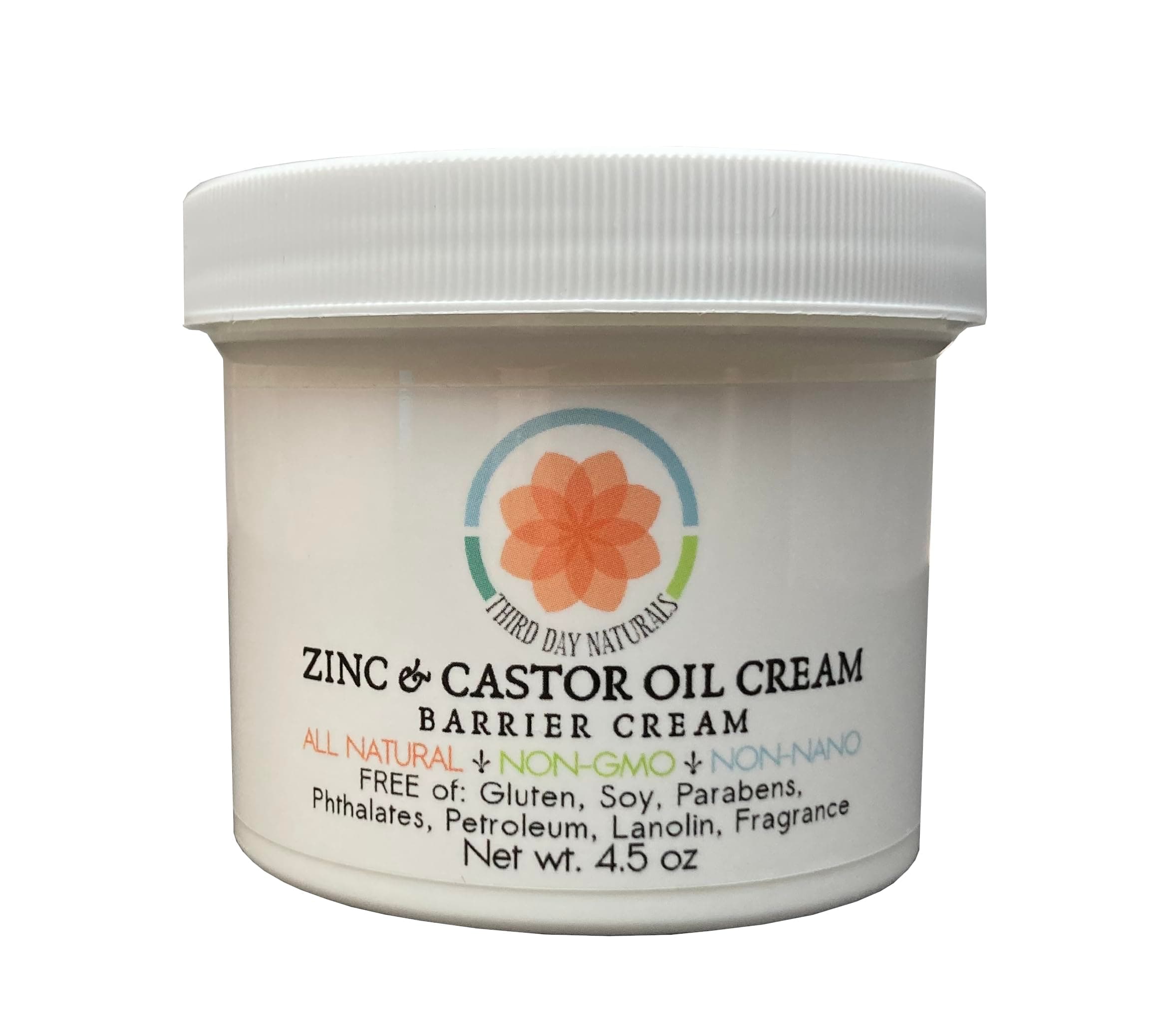 Zinc and Castor Oil Cream - All natural antiseptic rash cream with NON-NANO zinc and NON-GMO castor oil.