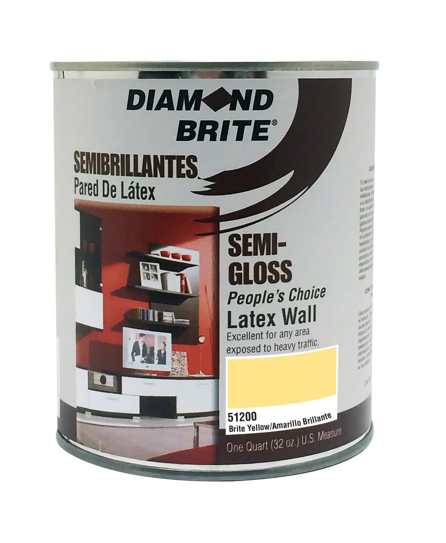 Diamond Brite Paint 51200 1 Quart Bright and Rich Latex Paint Yellow
