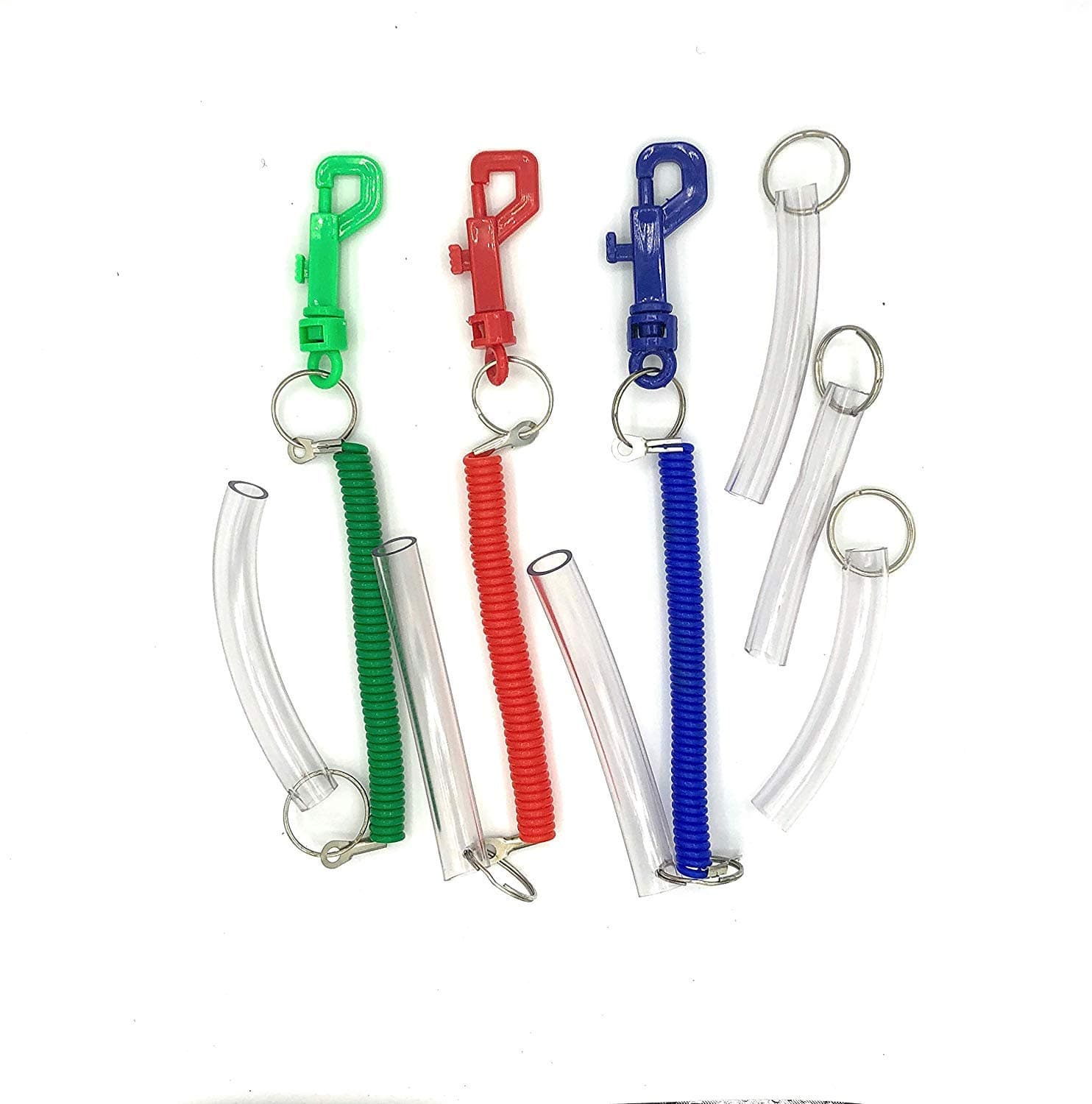 Pack of 3 Chewy Chew Tube Clip-On Spiral Keychains Oral Motor for Autism, ADHD, Sensory, Special Needs