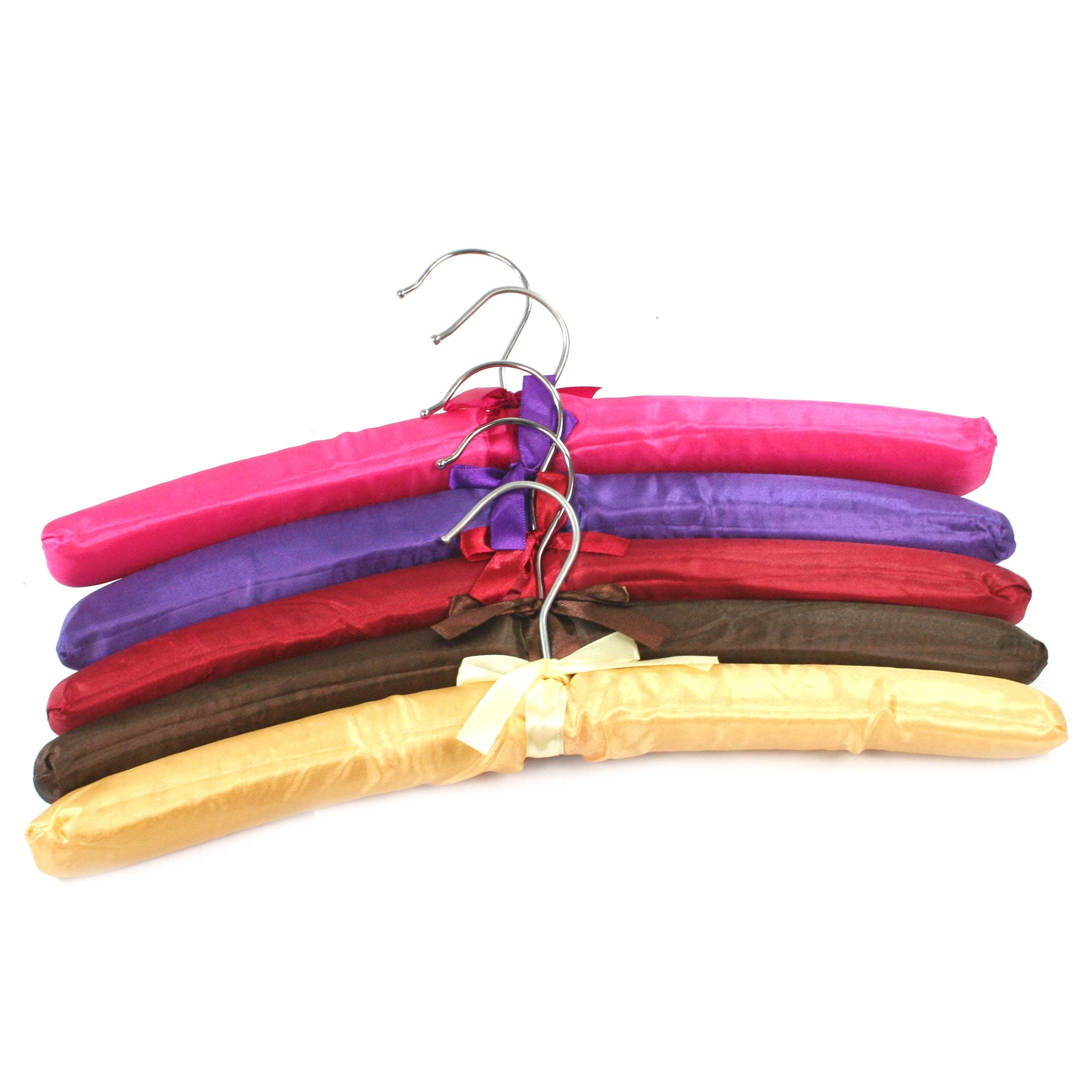 5 Cotton Padded Coloured Teens & Ladies Coat Hangers, Dress, Gown Garment Clothes Hangers-