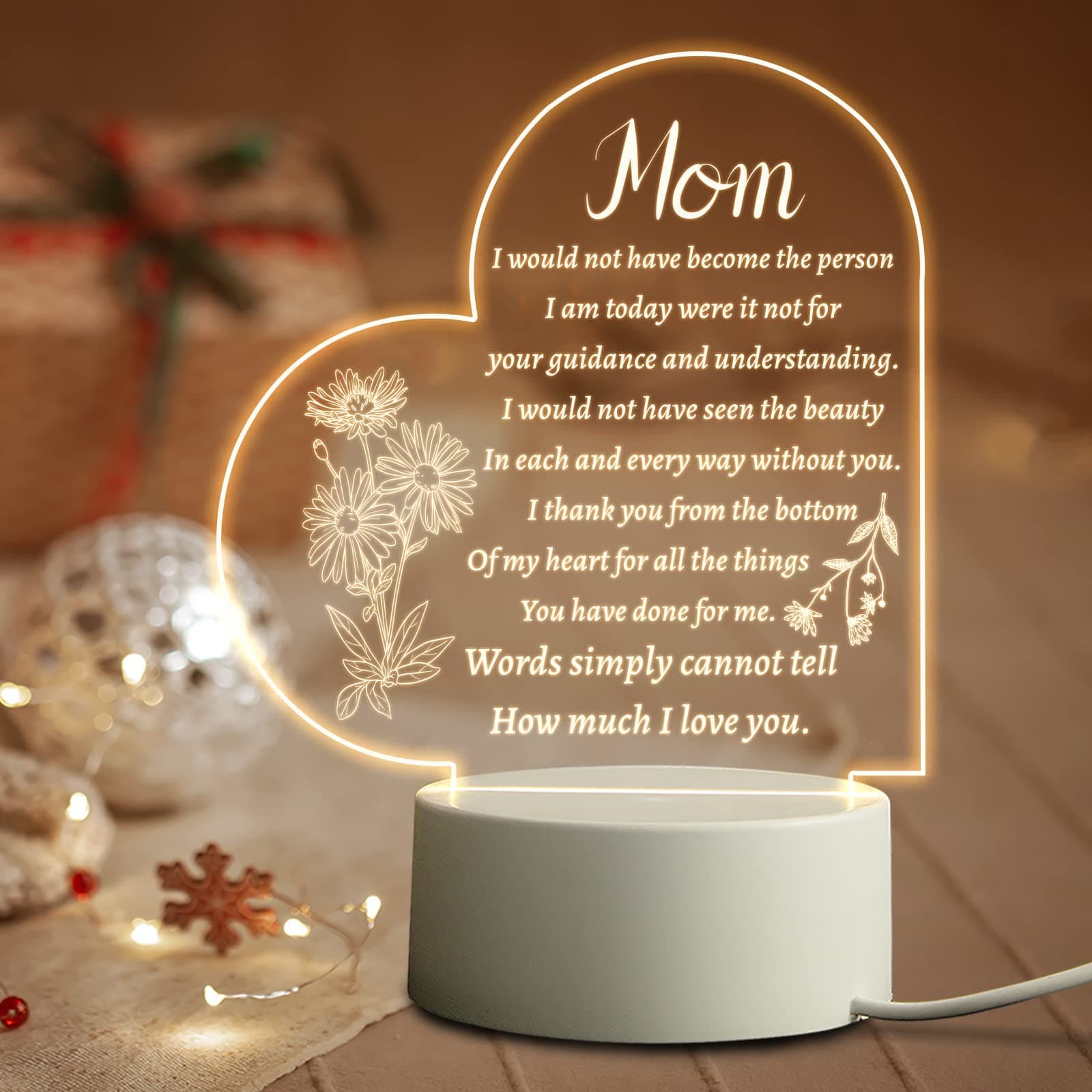 Sponsored Ad – Acrylic Night Light Gifts for Mom from Daughter Son - MAKINGTEC Gifts for Mother's Day, Birthday, Thanksgiving