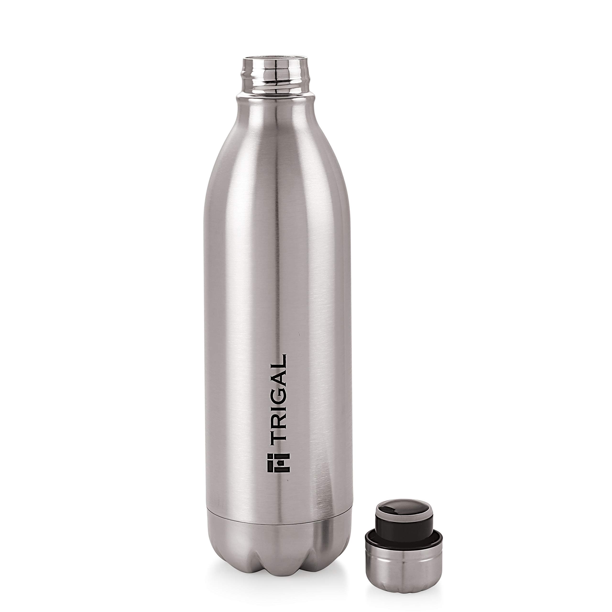 Trigal Thermo Steel Double-Wall Vacuum Insulated Water Bottle Thermos Flask Keeps Water Hot and Cold, 1000 ml, Silver