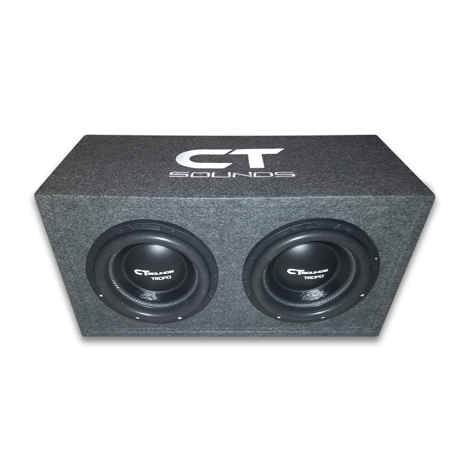CT SOUNDS Dual TROPO 10 Inch Ported Car Bass Package – 1200W True RMS / 2400W Peak Power, Dual 4 Ohm Impedance, 2.5 Voice Coil, Rubber Suspension with Factory Tuned Ported Box – B-Box-D-10-3.0
