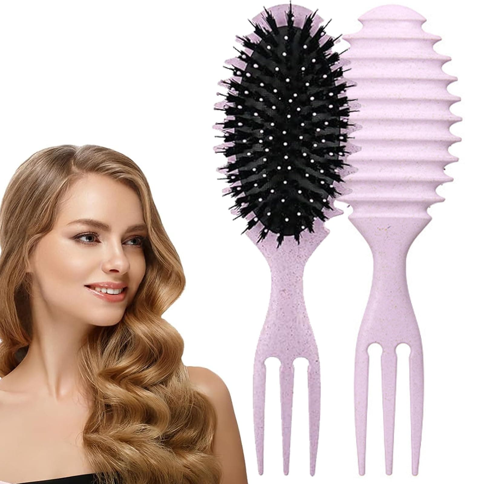 Curl Defining Brush,Curly Hair Brush Styling Brush for Detangling,Combing,Shaping and Defining Curls For Women and Men Less Pulling,Reduce Pulling and Curl Separation (3 Pointed-Purple)