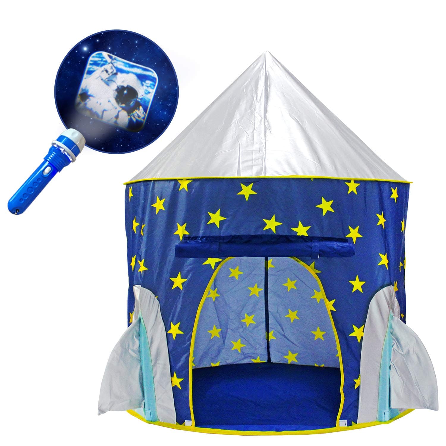 Yoobe Rocket Ship Play Tent - with BOUNS Space Torch Projector Indoor/Outdoor Children Playhouse …