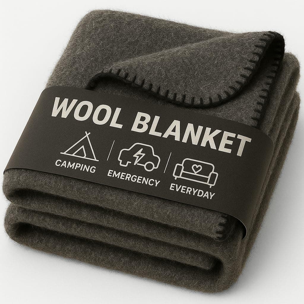 Jmr Usa Inc. Military Wool Blanket for Camping, Emergency and Everyday Use, Fire Retardant Extra Thick and Warm Outdoor Wool Blanket, 70% Wool, Grey, Size 62X84.