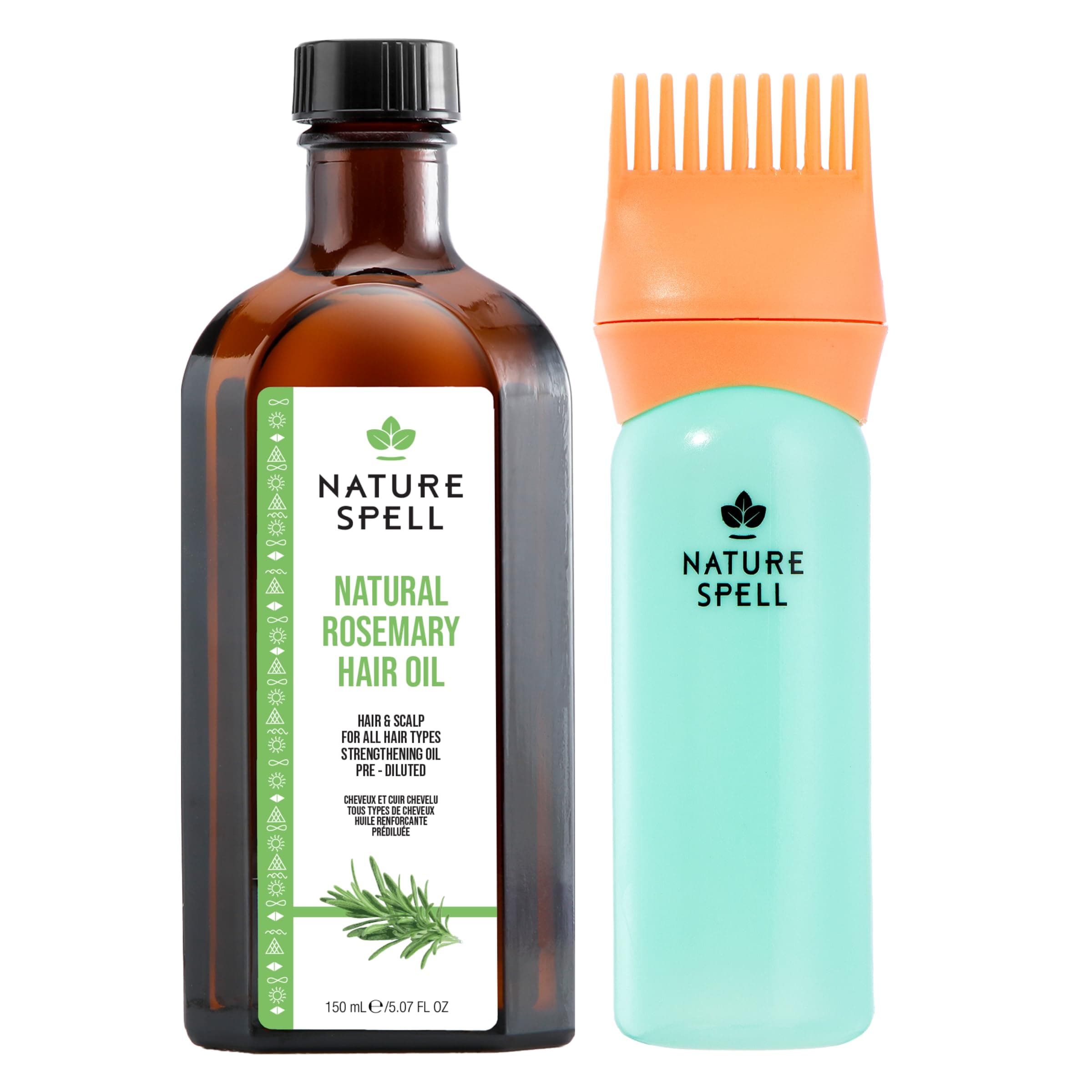 Nature Spell Rosemary Oil For Hair Growth With Root Comb Applicator, Pre-Diluted Hair & Scalp Oil Nourishes Dry, Damaged Hair, For Women & Men, 5.07 Fl Oz