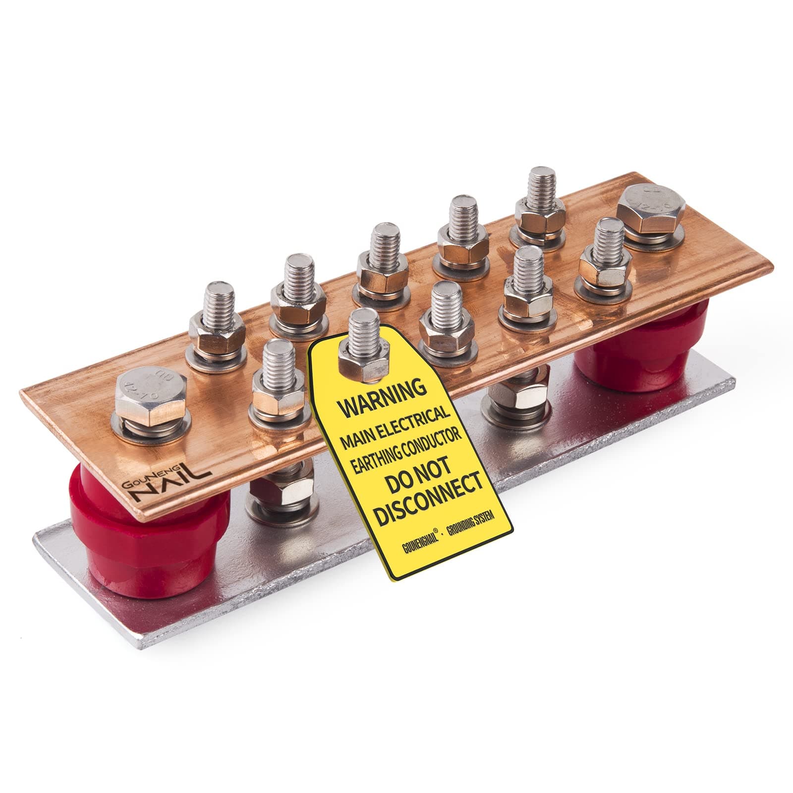 GOUNENGNAIL-Wall Mounted Copper Ground Bar Kit .157" x 2.36" x 7.87" Bus Bar 5/16'' x 10 Terminal Positions, UL Recognized SM40 Insulators Rated Uimp up to 6KV (10 Terminal Positions(5/16''))