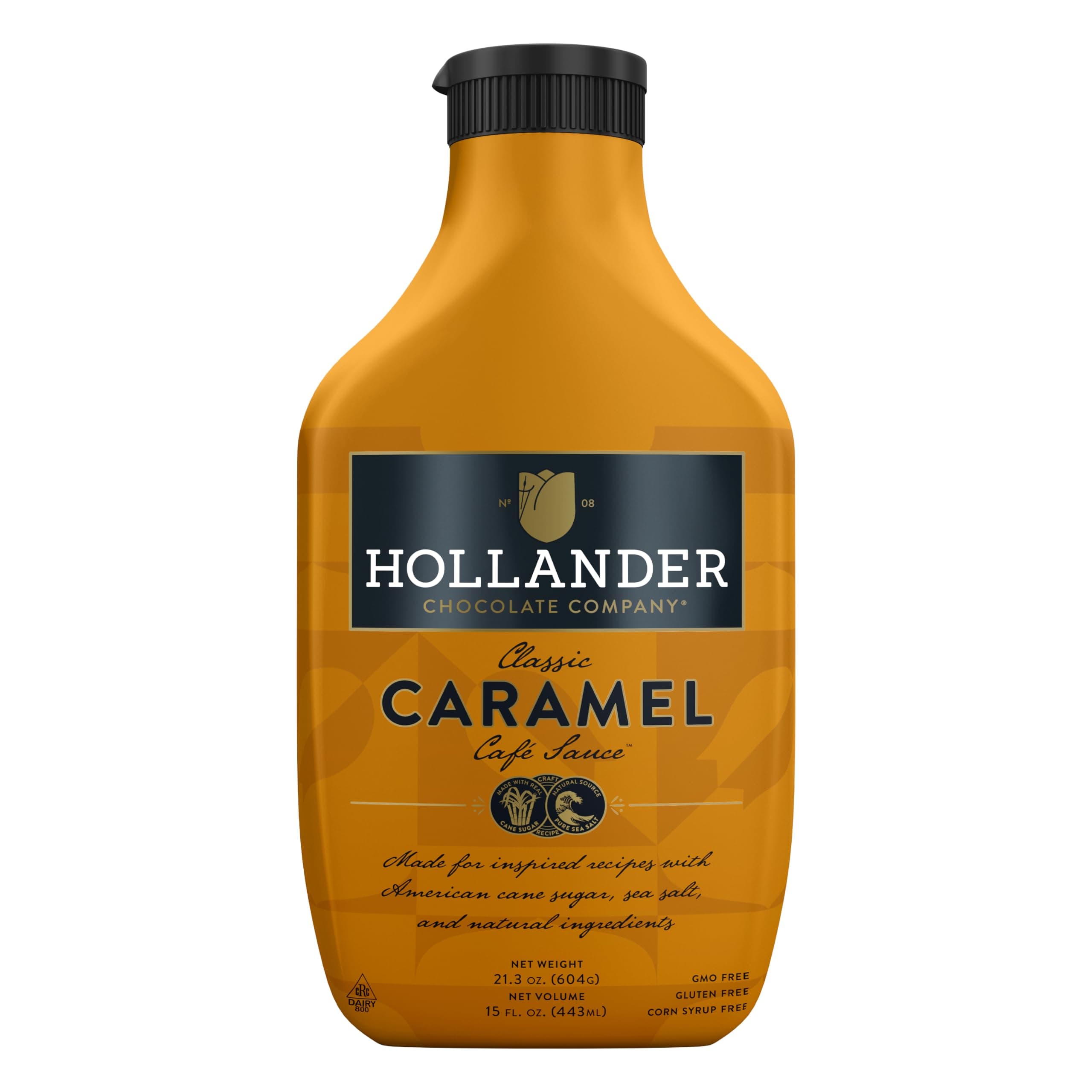 Caramel Café Sauce | GMO Free |15 fl. oz. Squeeze Bottle | Flip Cap