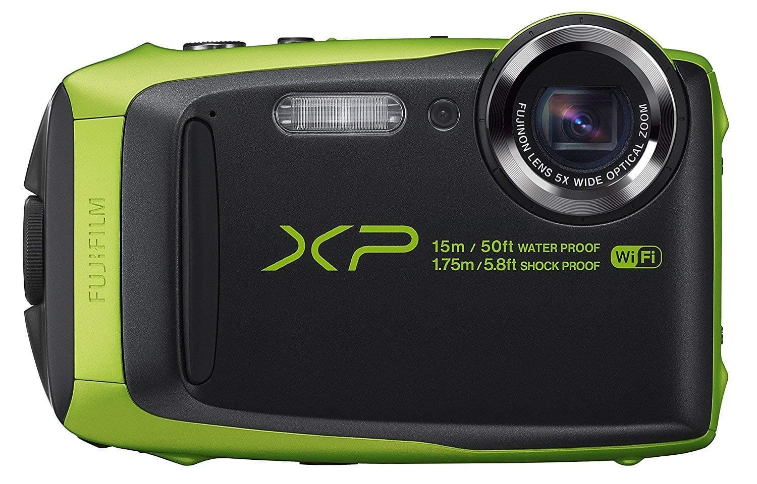Fujifilm FinePix XP125 Shock & Waterproof Wi-Fi Digital Camera, Black/Lime (Renewed)