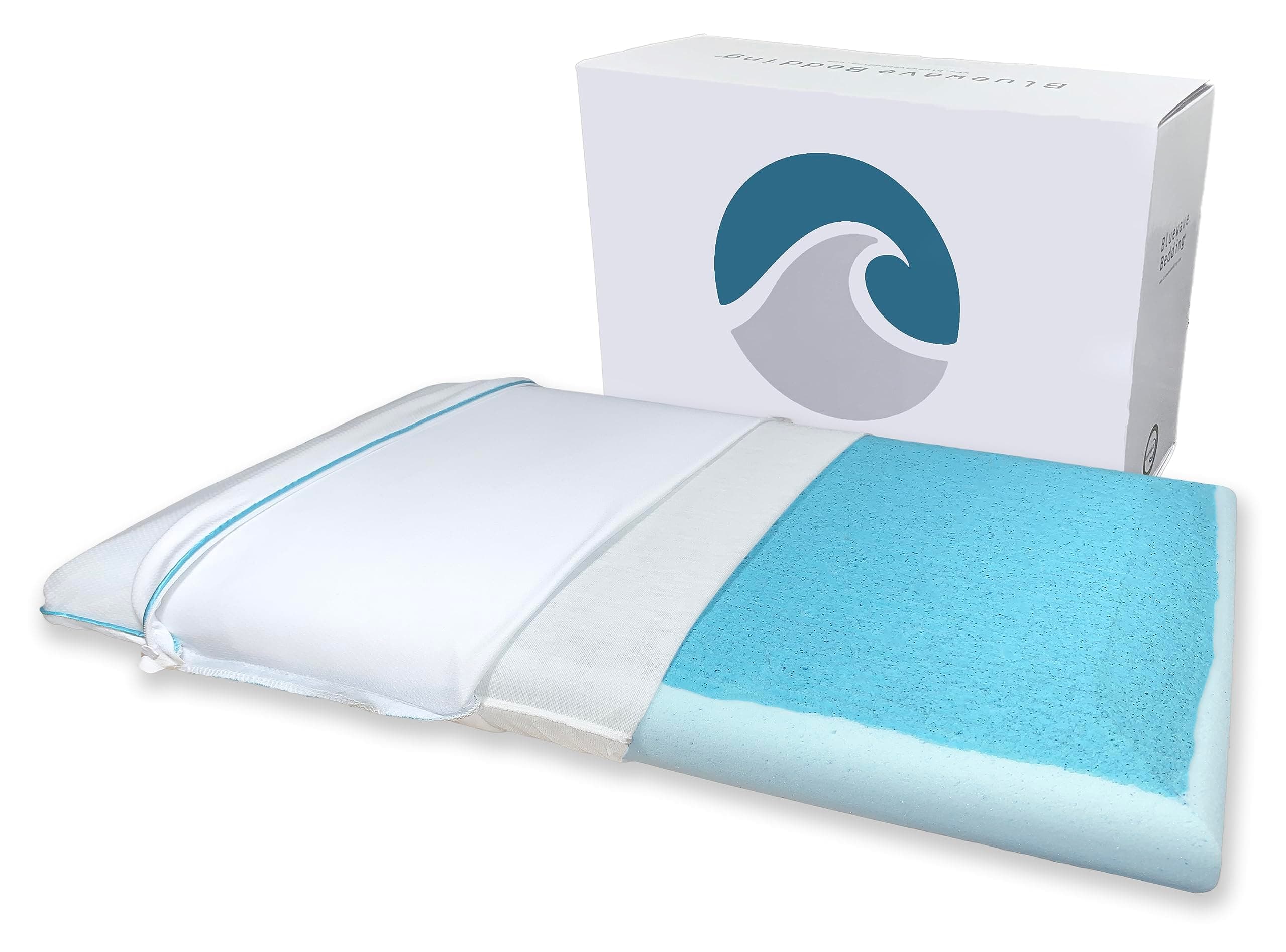 Bluewave Bedding Slim, Super Slim, Ultra Slim, Gel Infused Memory Foam Pillow, Ultra Slim (Plush) Blue