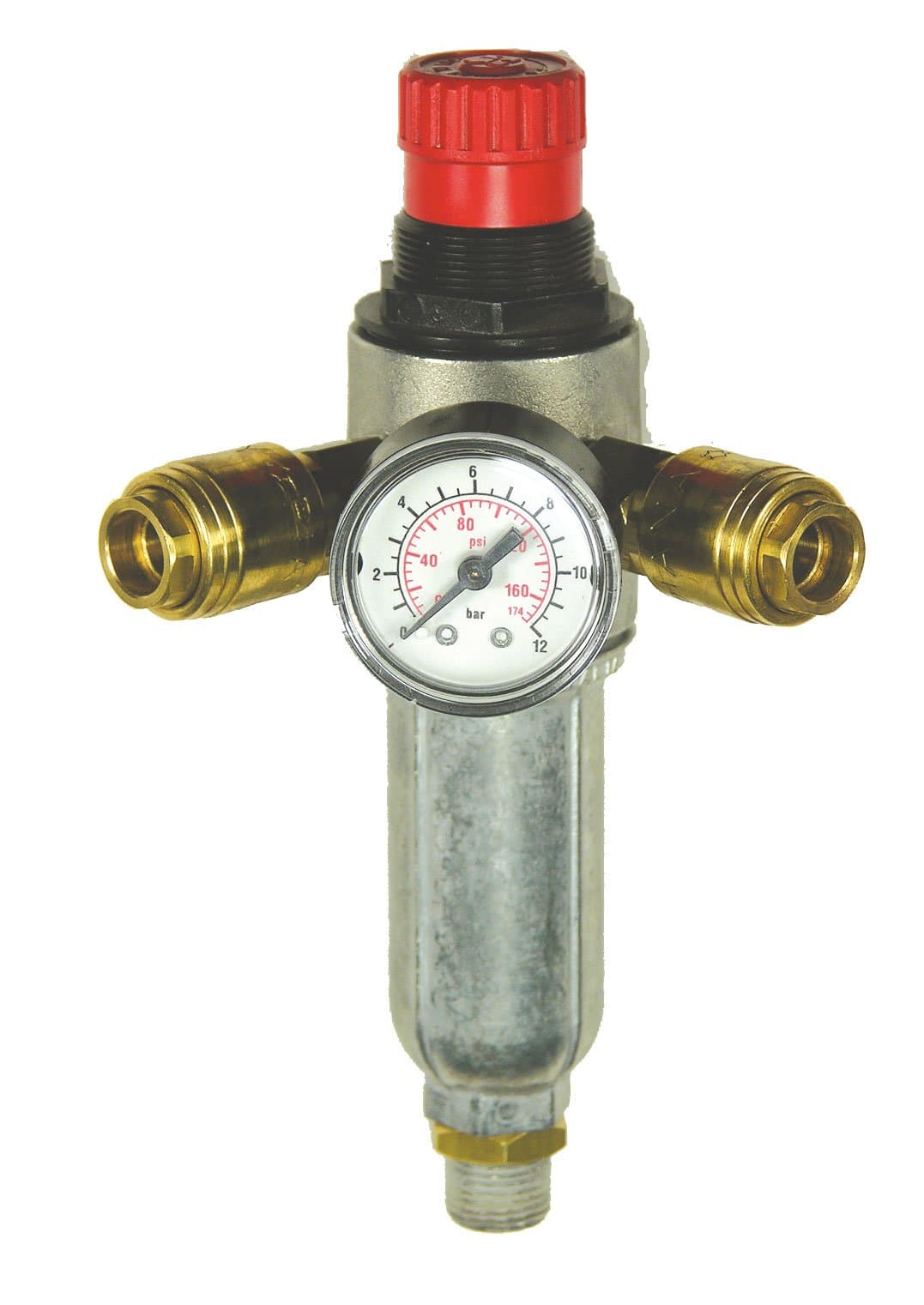 Mecafer 152172 Filter Pressure Regulator with 2 Valves 1/4 Inch Plug