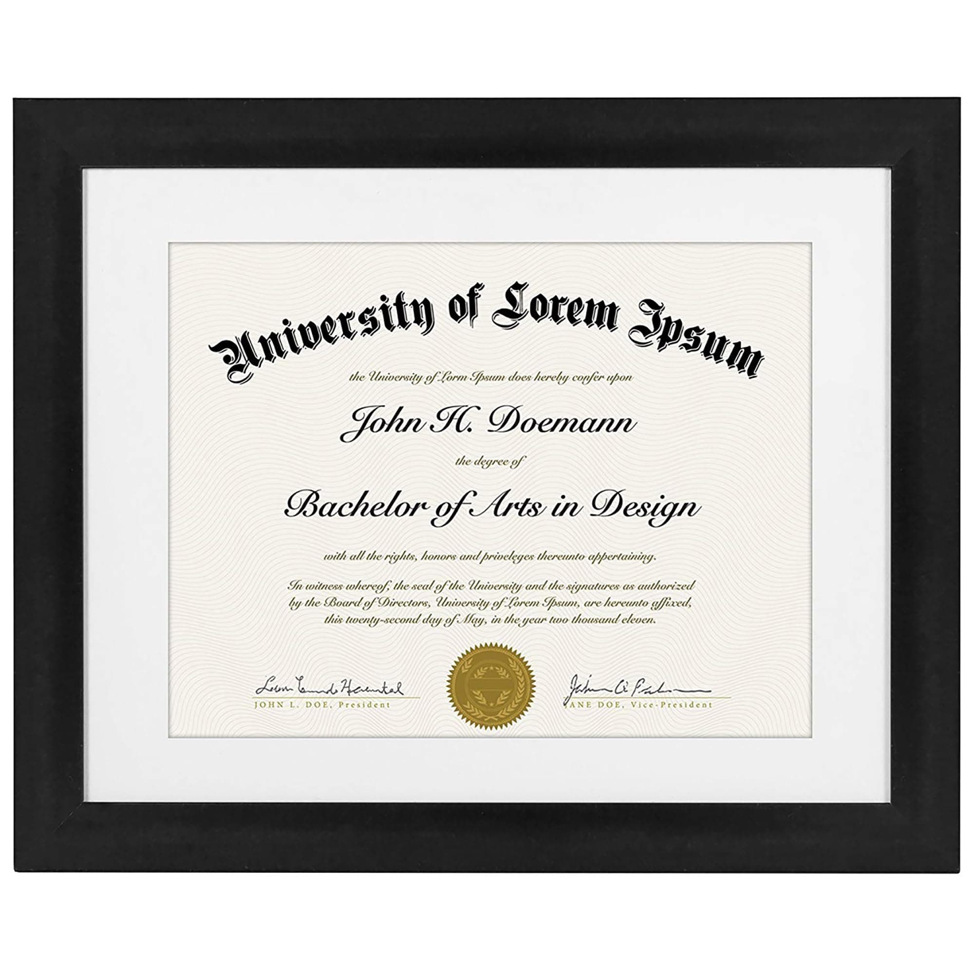 Americanflat 11x14 Diploma Frame with Shatter-Resistant Glass - Use as 8.5x11 Frame with Mat or Display 11x14 Documents Without Mat - Legacy Collection - Certificate Frames for Wall Display - Black
