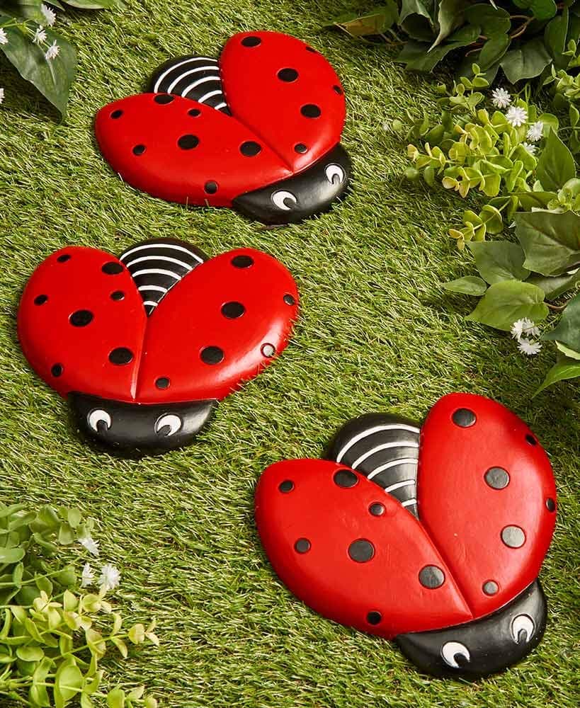 The Lakeside CollectionLadybug Stepping Stones for Gardens and Outdoor Flower Beds - Set of 3