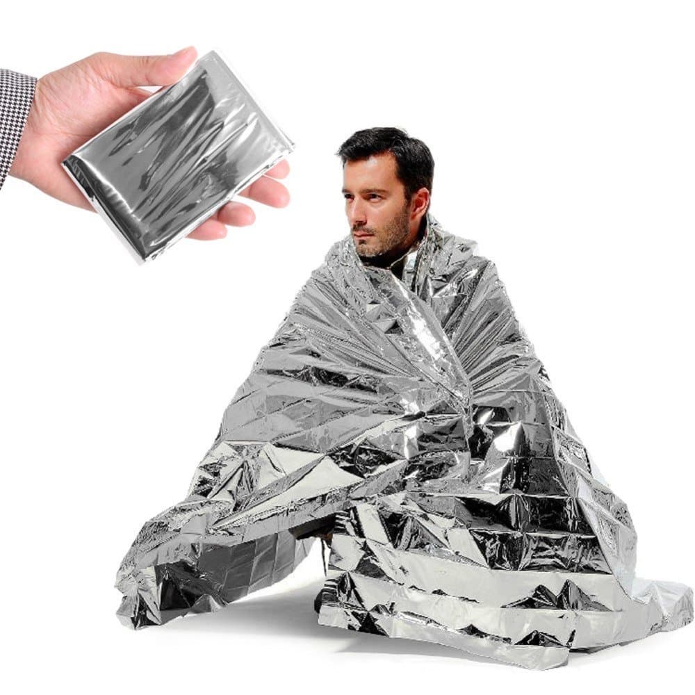 Super Z Outlet Emergency Silver Mylar Thermal Compact Waterproof Blankets for First Aid Kits, Natural Disasters Equipment, Retain Body Heat, Keeps You Warm (Pack of 10)