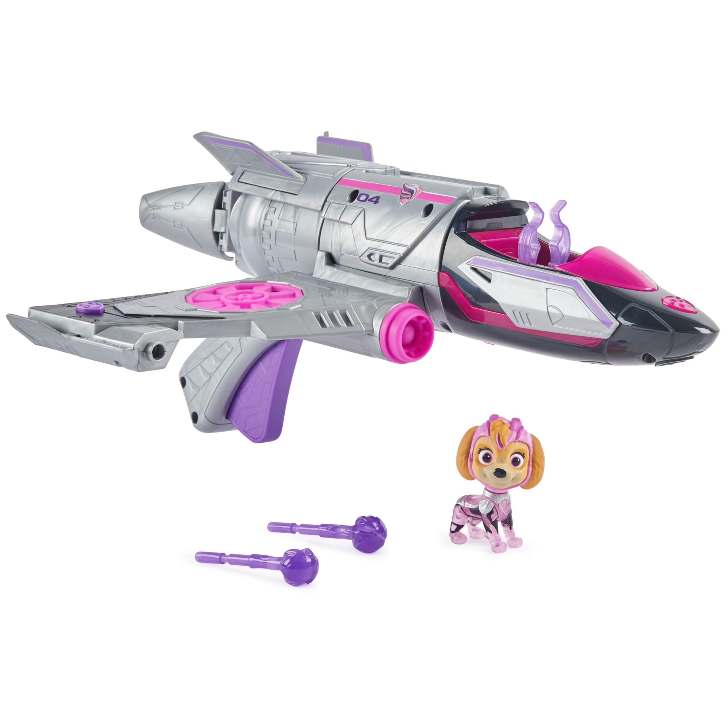 The Mighty Movie Skyes Deluxe Superhero Jet Includes Skye Figure, Light and Sound, Toy Suitable for Children from 3 Years