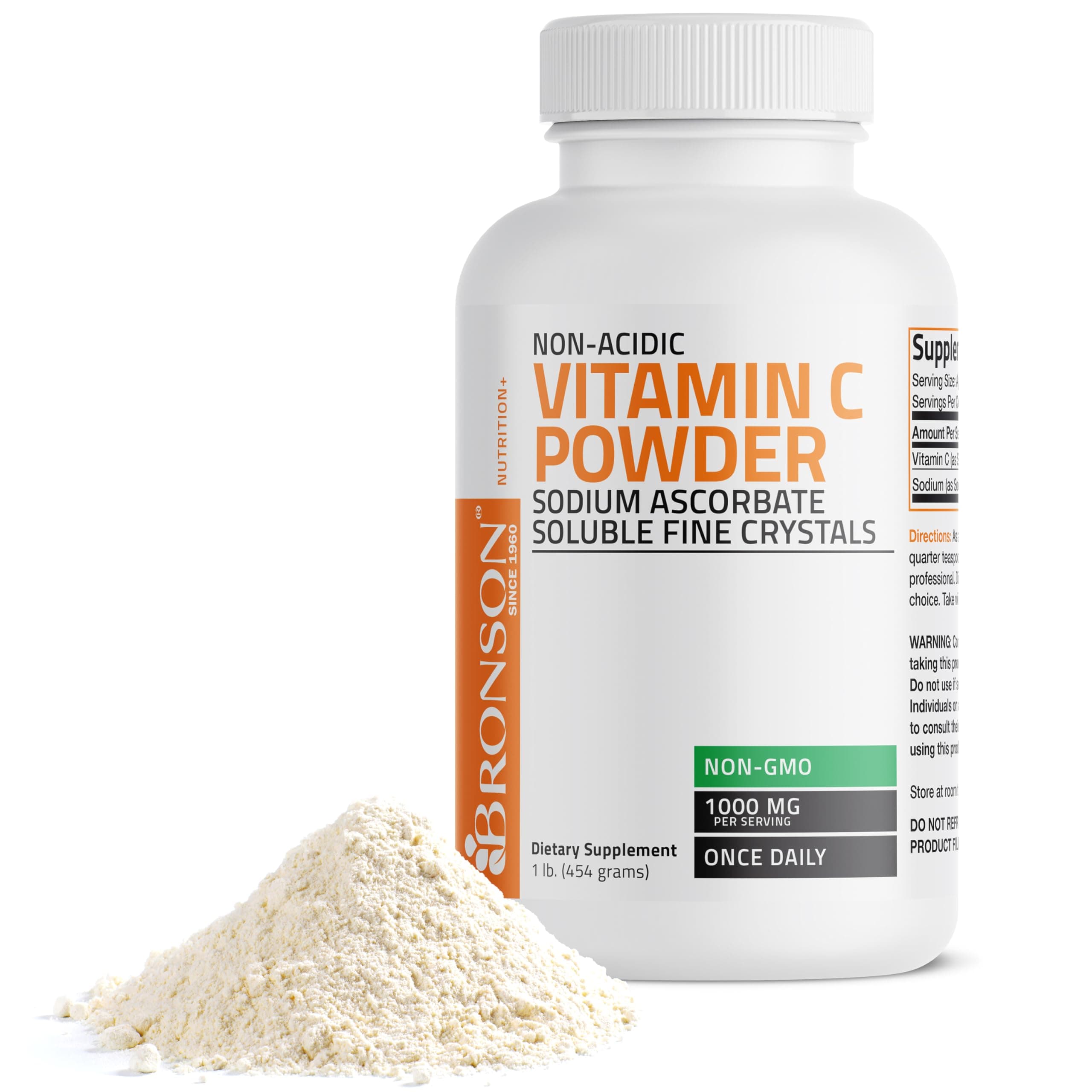 Vitamin C Non-Acidic Sodium Ascorbate Powder, Non-GMO,1 Lb. (16 Oz, 454 grams)
