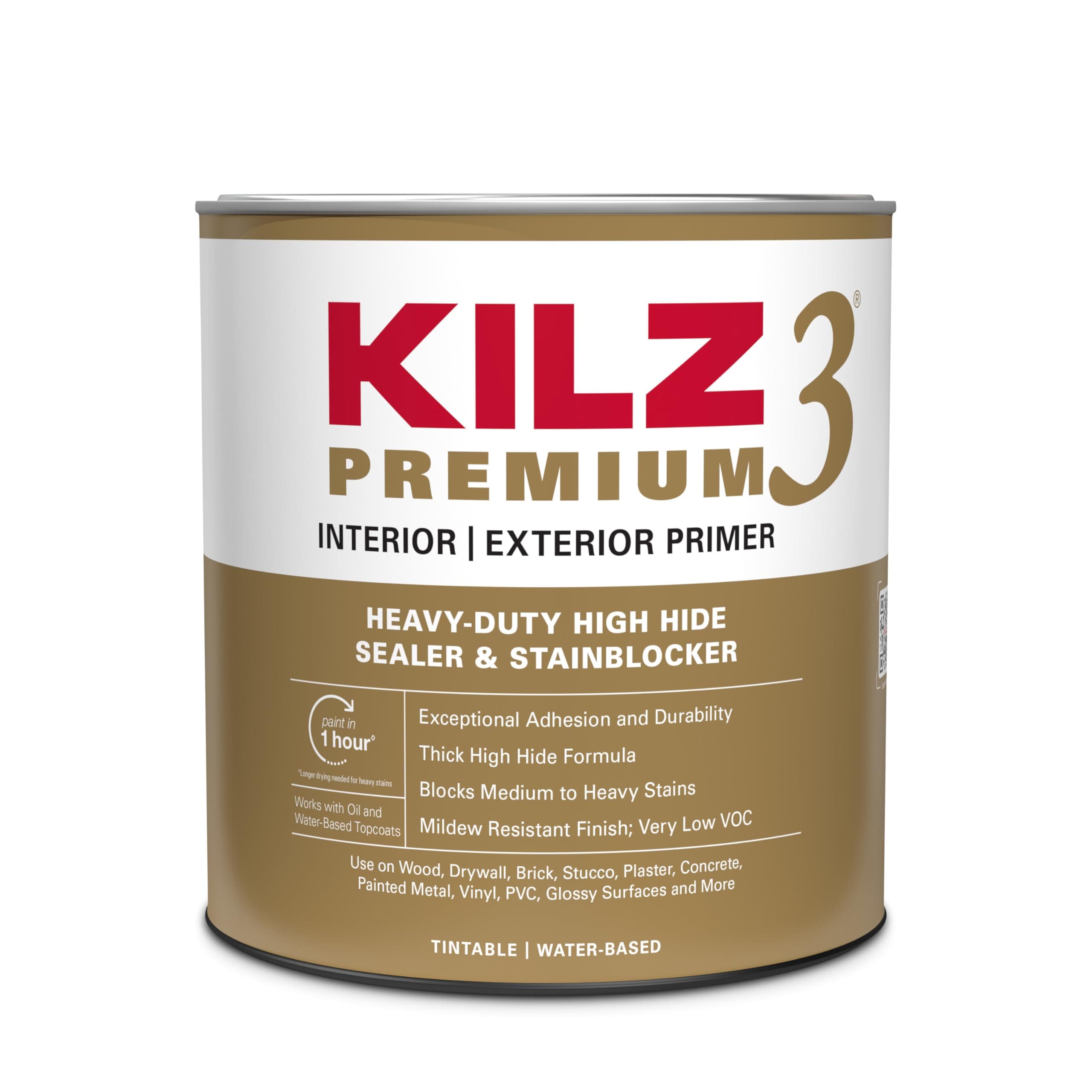 KILZ 3 Premium Primer, Interior/Exterior, 1 Quart