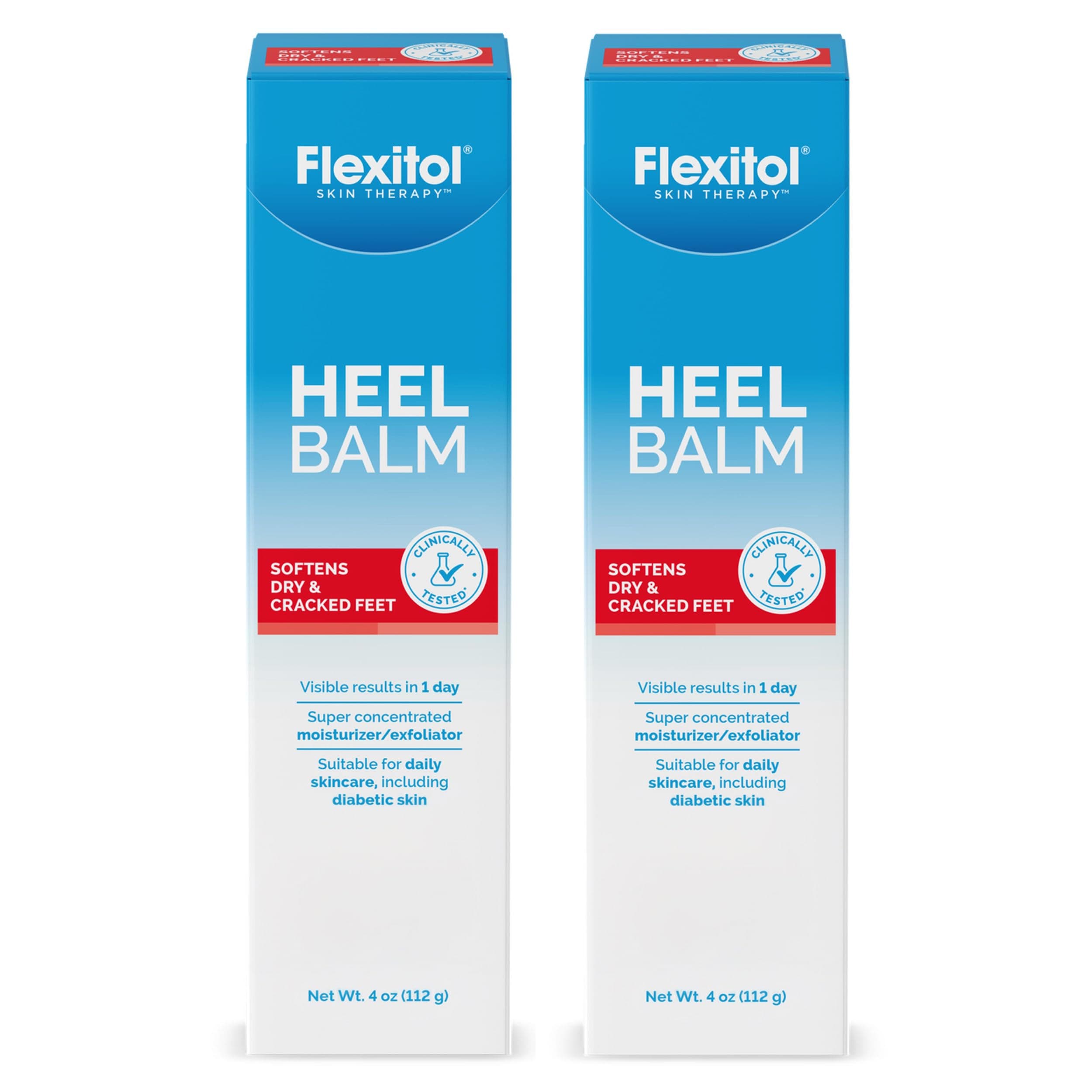 Flexitol Heel Balm Twin Pack, Cracked Heel Cream & Foot Balm, Intensive Hydration for Dry, Rough Feet & Heels, Urea-Based Moisturizing Cream, 4 oz Tube
