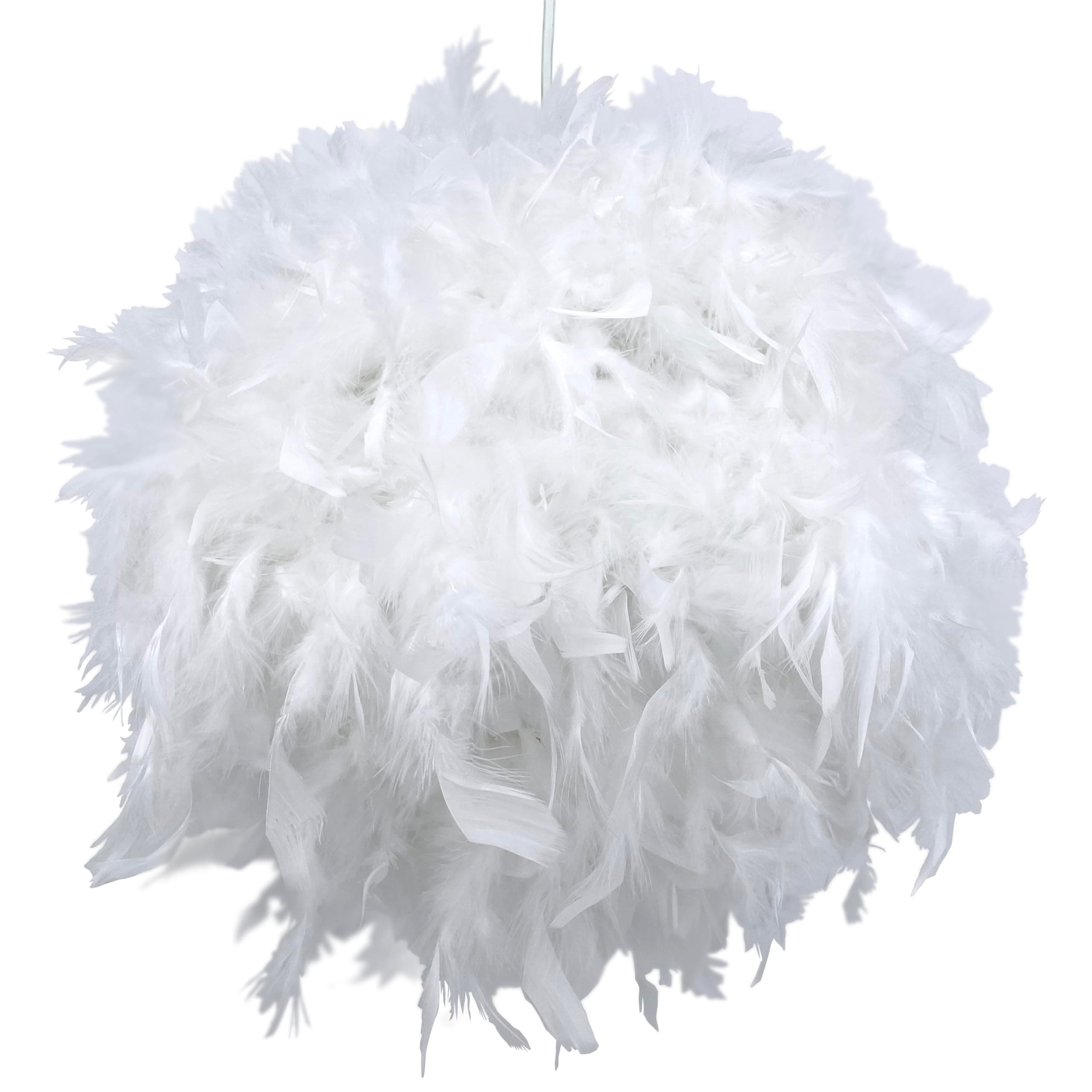 ESSENCE Lights, Fluffy Feather Lampshade 40cm White, Feather Light Shade Ceiling, Pendant, Table and Floor lamp, Suitable for Living Room, Decoration Bedroom, Party and Wedding Decoration