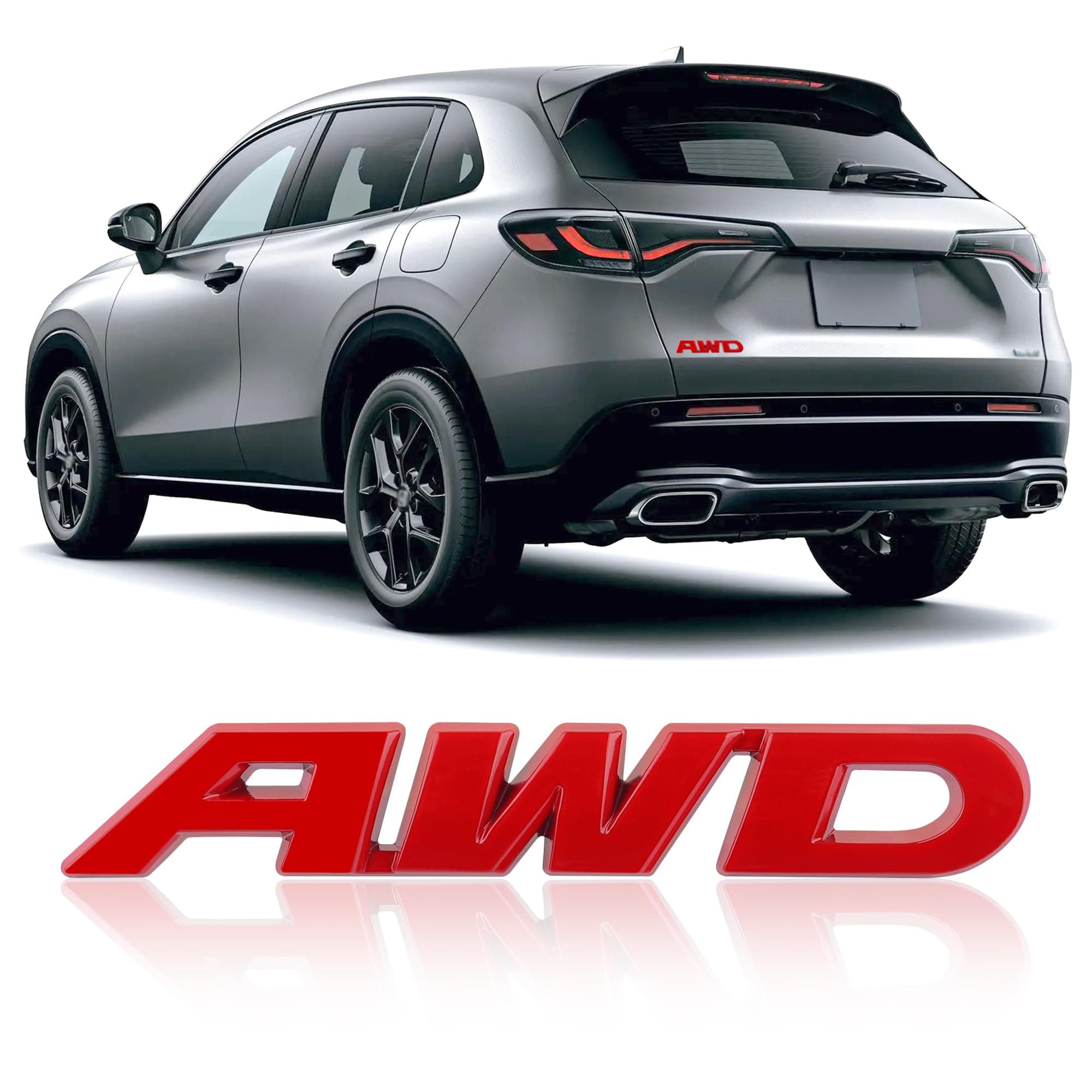 3D AWD Car Emblems and Badges with Adhesive,Premium Exterior Metal Stickers for Car Decoration,Universal Car Stickers Replacement for Tailgate Front Grille Hood Trunk (Red)