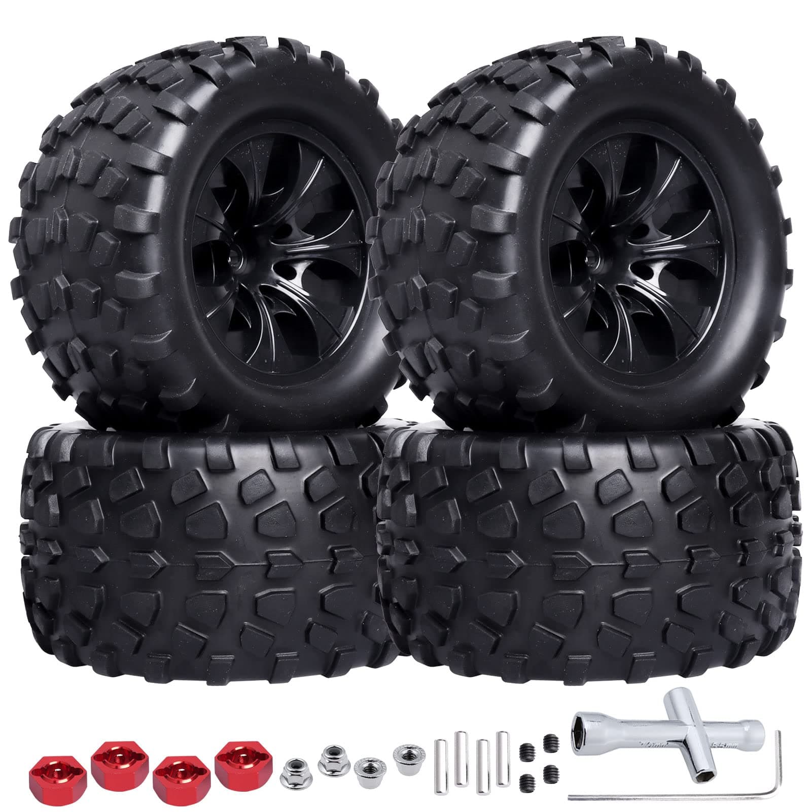 Pre-Glued 2.8 RC Monster Truck Tires and Wheels for 1/10 Arrma Granite Voltage MEGA 2WD 1/10 Granite 4X4 V3 3S BLX Mounted, Set of 4