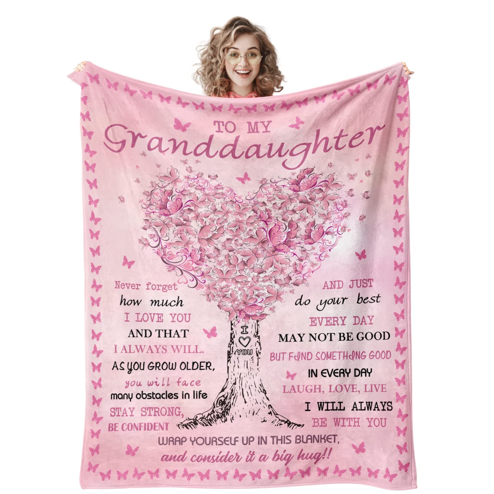 Granddaughter Gifts Blanket from Grandma - Birthday, Anniversary, Graduation Gift for Granddaughter from Grandparents - 50''x60''