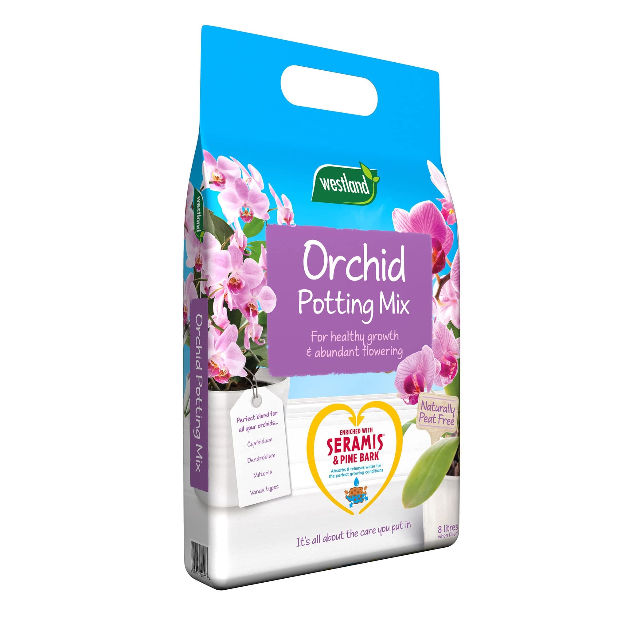 Westland Orchid Planting Compost Mix and Seramise Enriched with Seramise, 8L