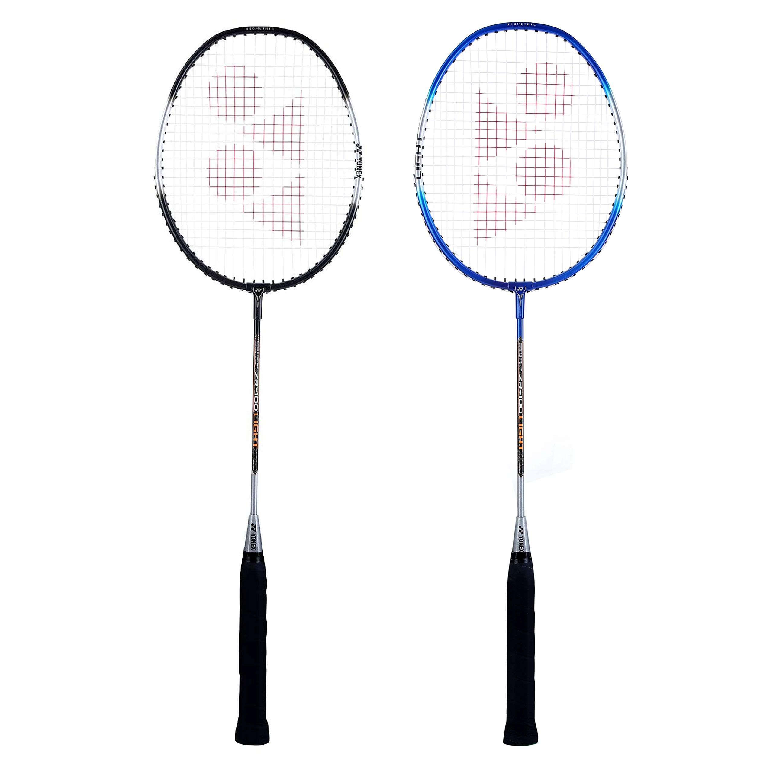 YONEX ZR 100 Light Aluminium Badminton Racquet with Full Cover (Black & Blue, Made in India) Set of 2