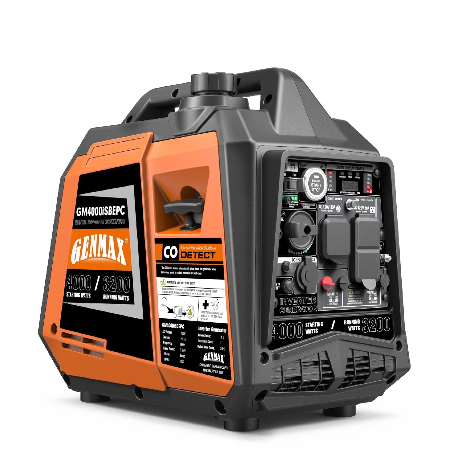 GENMAX Portable Generator, 4000W ultra-quiet 145cc gas engine,with Parallel and Series Capability, Electric Start, Ideal for Camping outdoor & Home backup power.EPA &CARB Compliant