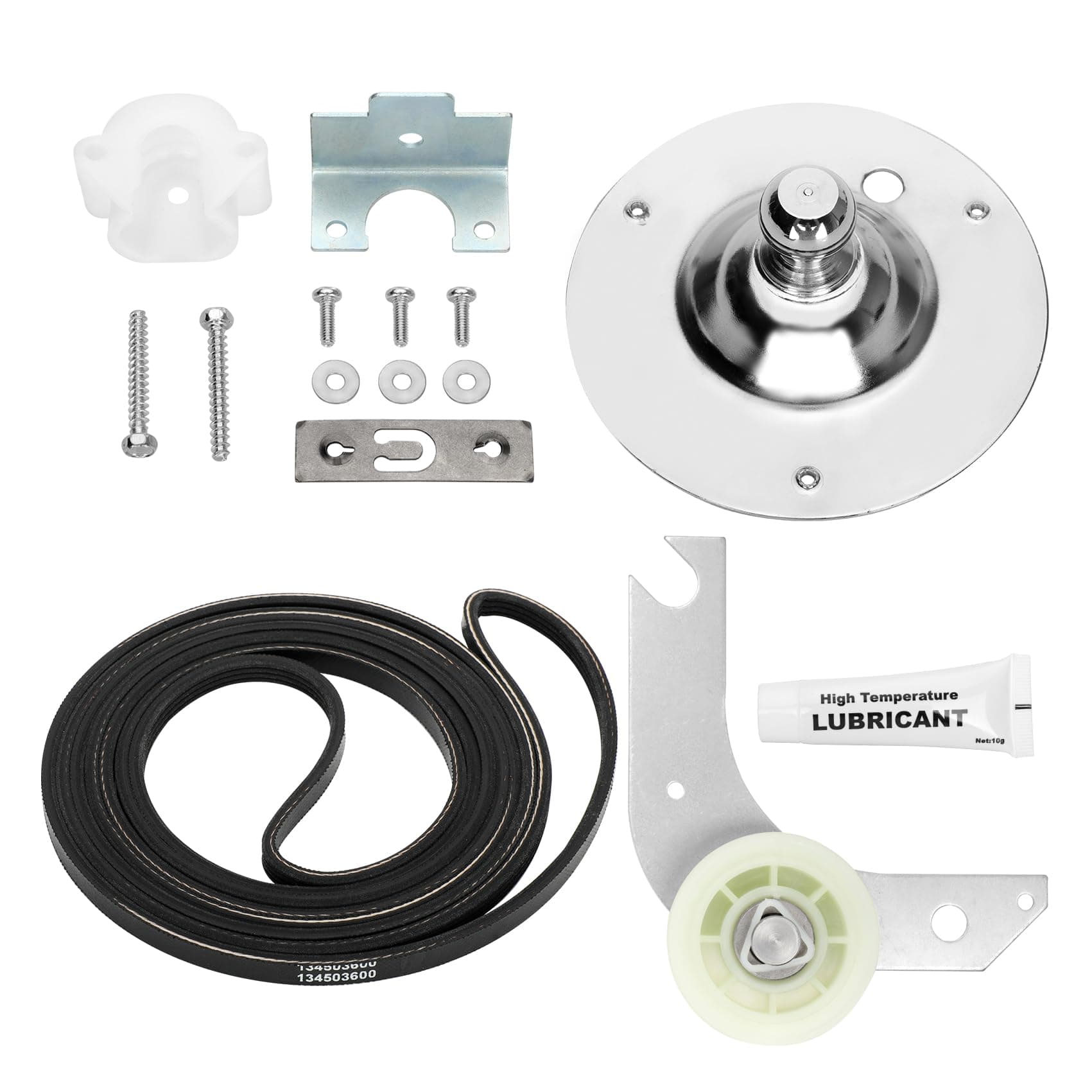 5303281153 Dryer Drum Rear Bearing Kit And 134503600 Dryer Drum Drive Belt With 131863007 Dryer Idler Pulley Arm Assembly Replacement Part, Fits Some Frigidaire And Kenmore Dryers
