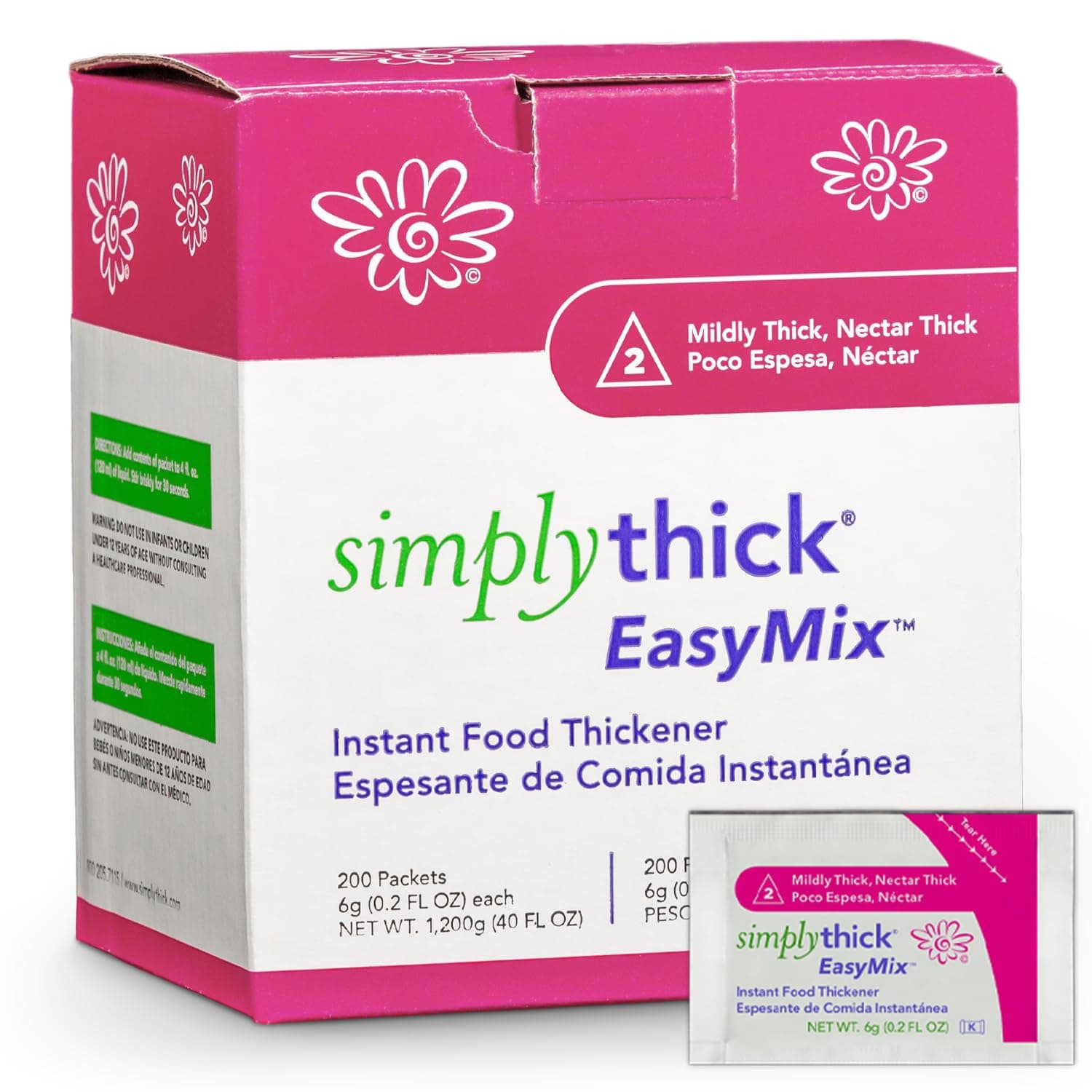 SimplyThick Easy Mix Gel Thickener- 6g Individual Packets- 200 Ct