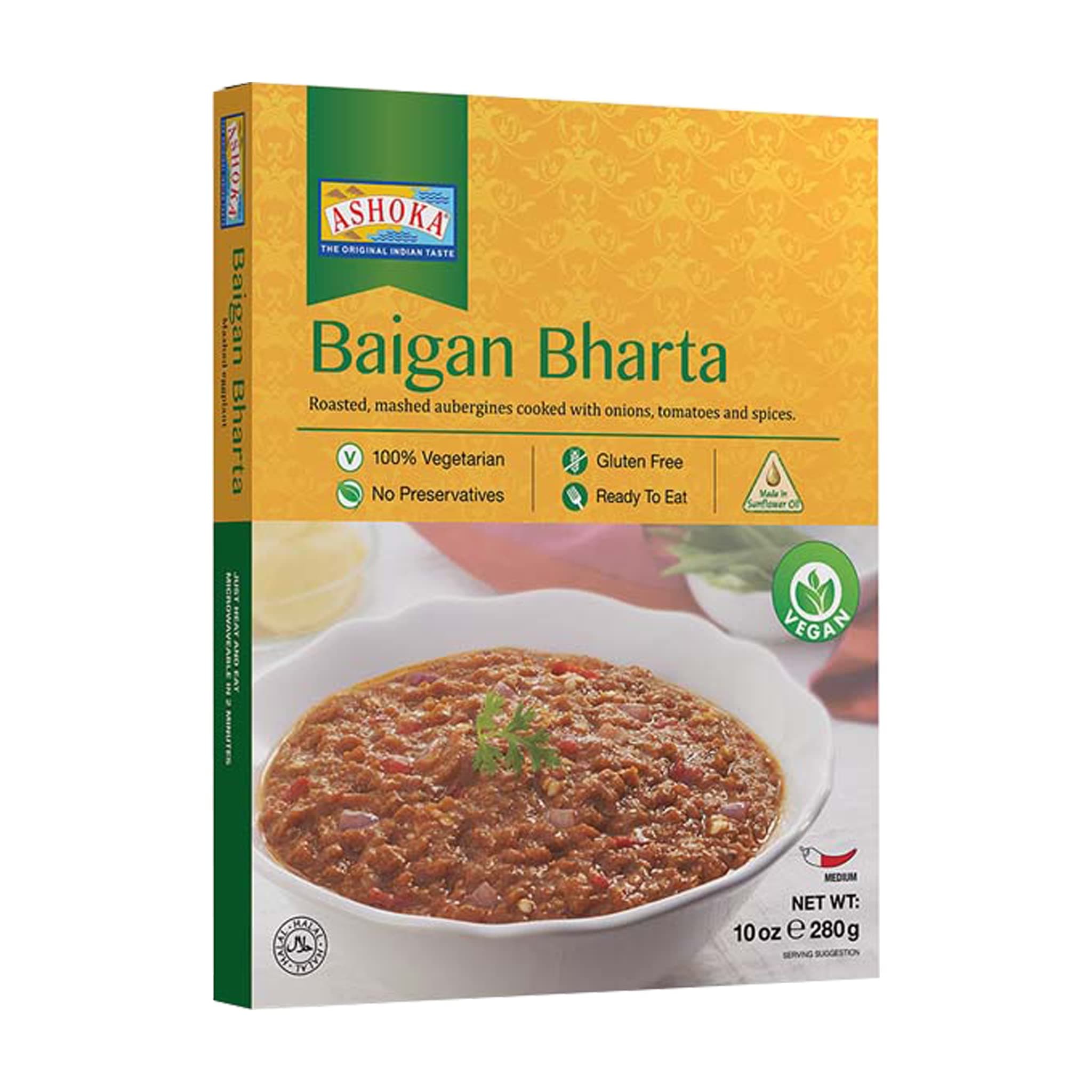Ashoka Baigan Bharta 280g Eggplant Roasted and Shredded Food Ready Meals Indian Specialties