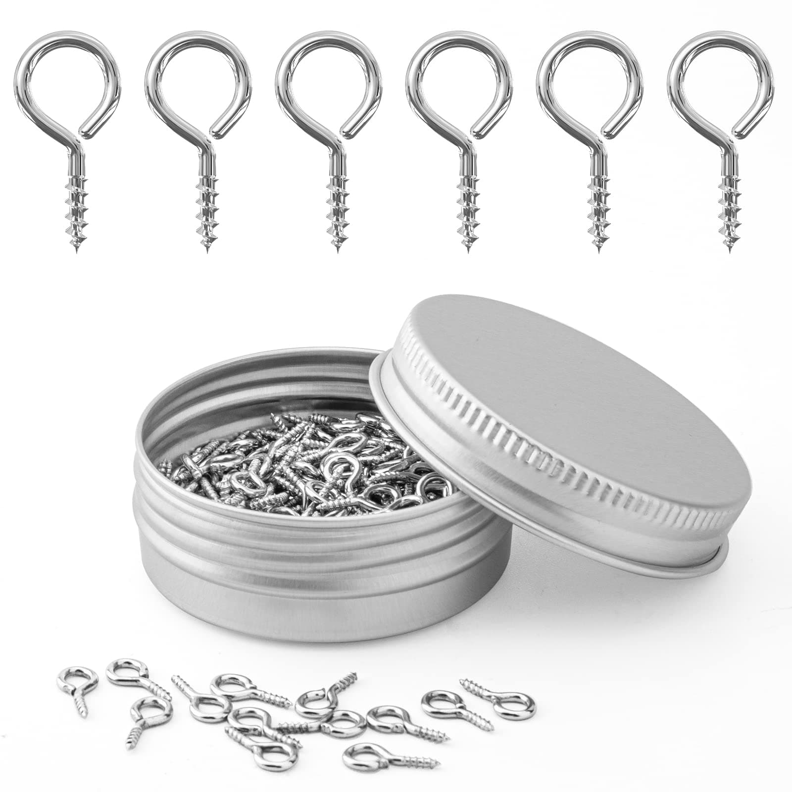 300pcs Screw Eye Pins Hooks, Small Metal Hoop Eye Pin Screws for DIY Jewelry, Charm Bead Pieces/ Arts & Crafts Projects/ Cork Top Bottles/ Charm Bead Pieces( 10X5mm)