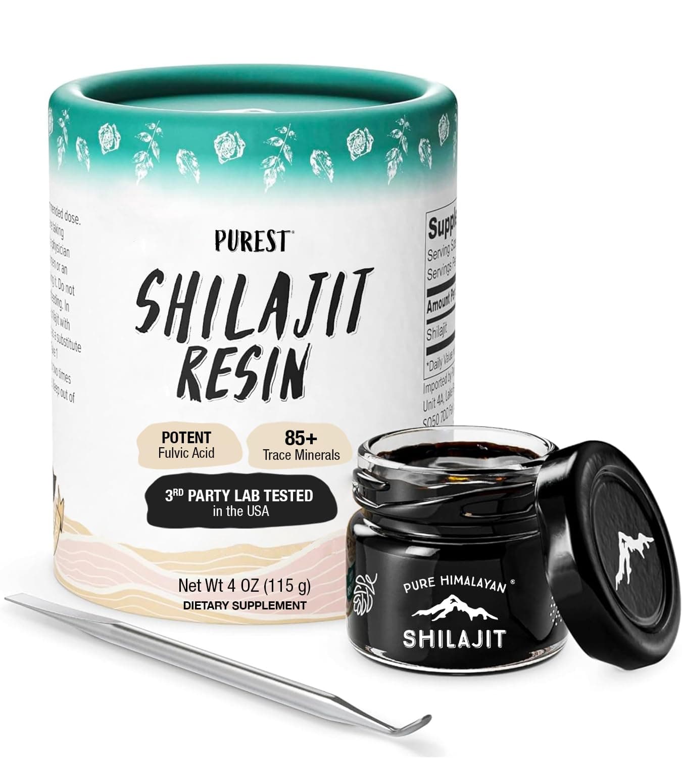 Pure Himalayan Shilajit Resin with Spoon, 115gm / 4oz (750 Servings), Premium Plant-Derived Minerals & Fulvic Acid