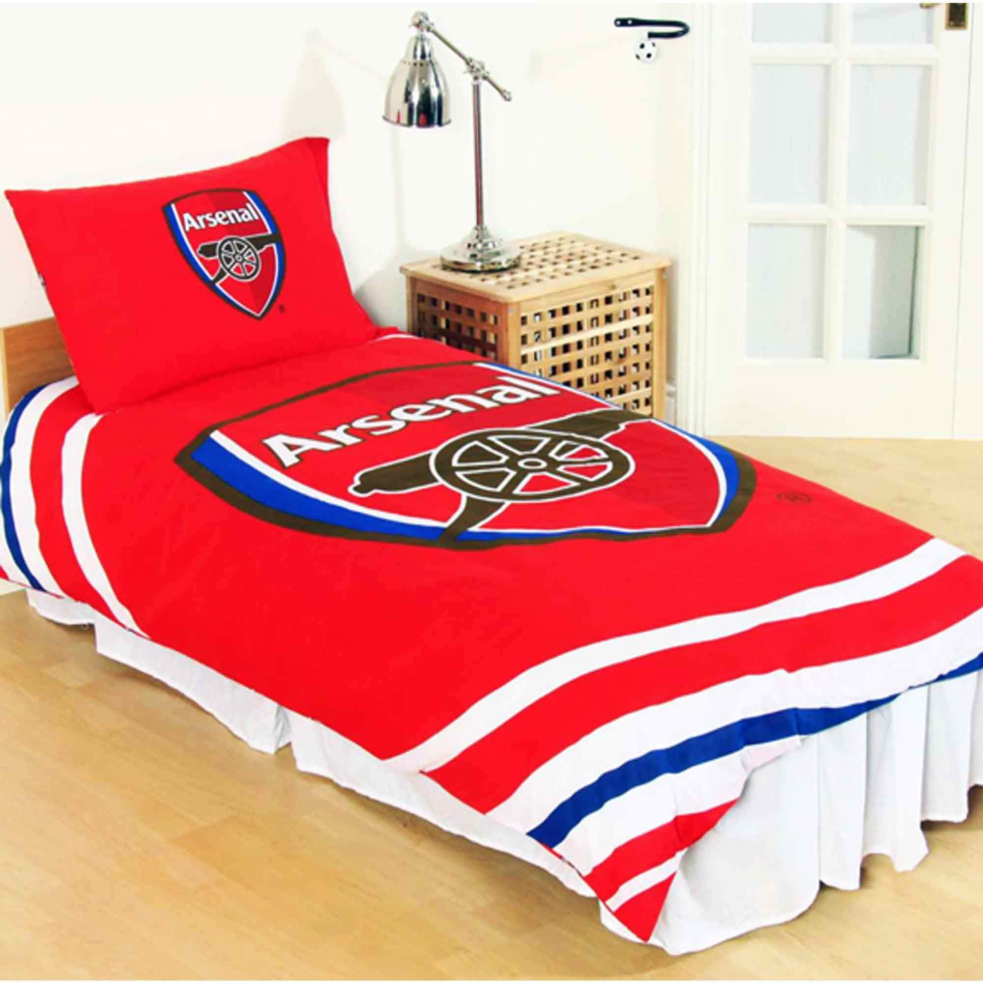 Gunners Official Arsenal FC Reversible Single Bed Duvet Cover Set (Including 1 x Pillowcase)