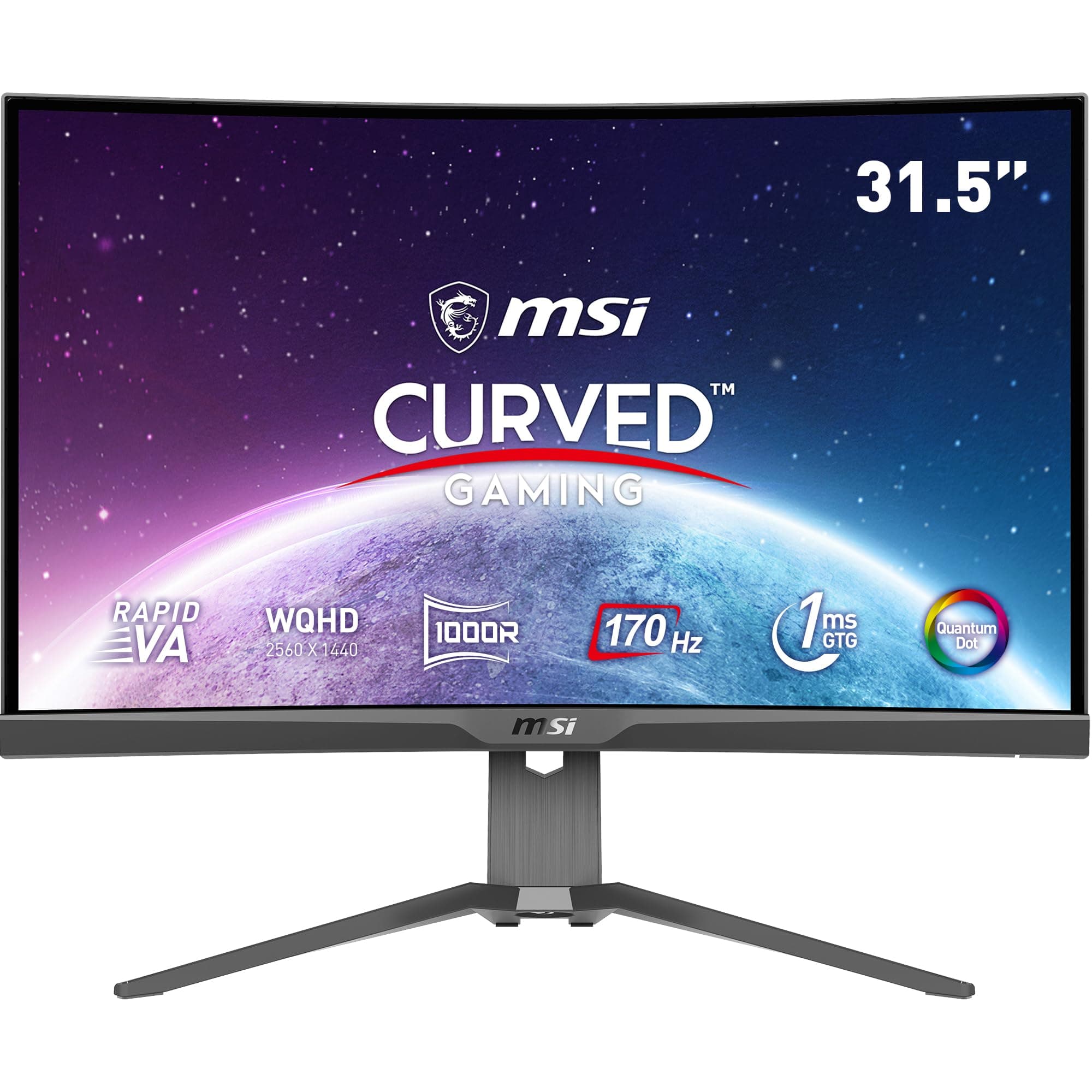 MSI MAG 325CQRF-QD 32 Inch WQHD Curved Gaming Monitor - 1000R 2560 x 1440 Rapid VA, Quantum Dot Panel, 170Hz - 1ms GTG, AMD FreeSync Premium, HDR Ready, DisplayHDR 400 - DP 12a, USB Type-C-HDMI