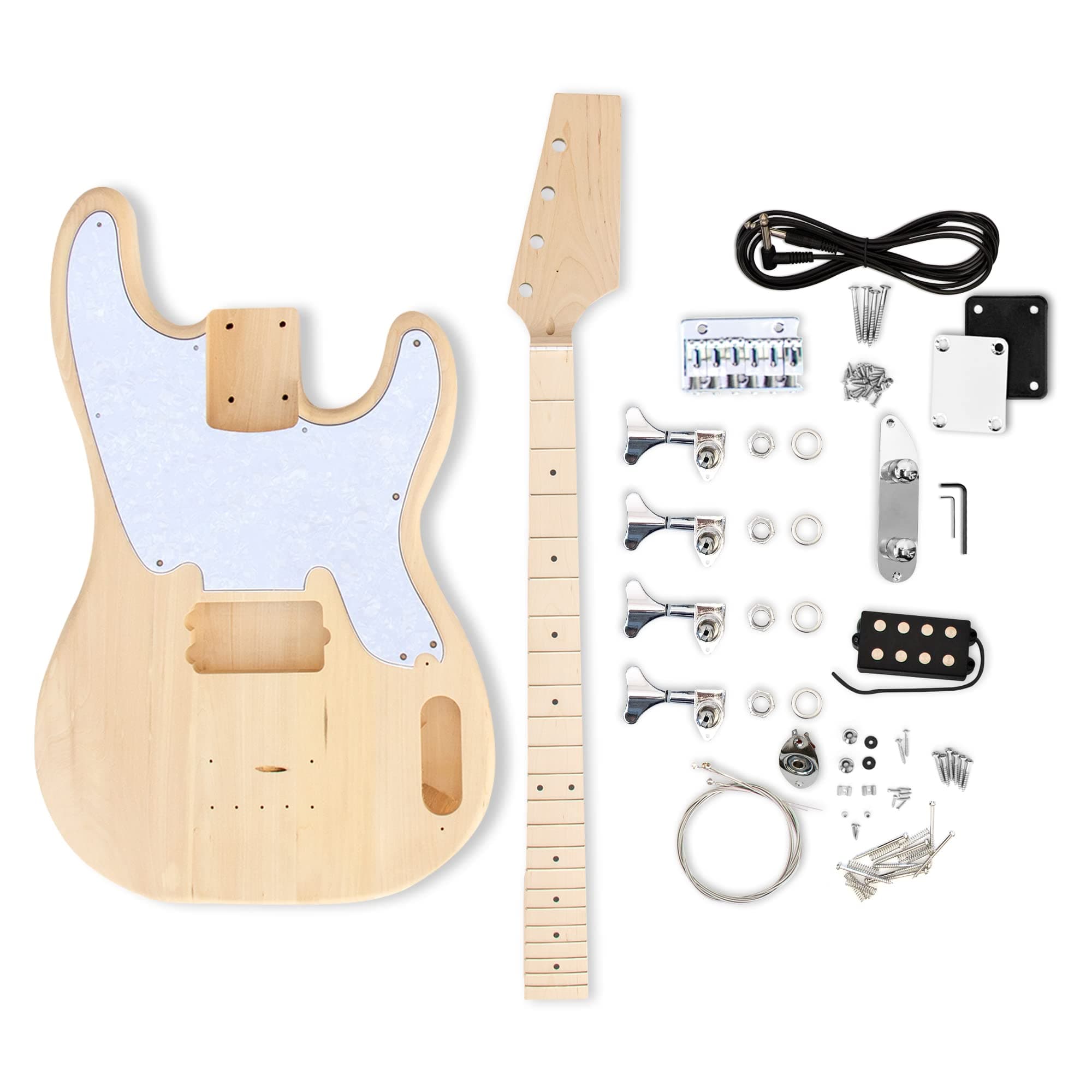 The FretWire 70s TL Bass Style DIY Electric Bass Guitar Kit - DIY Build Your Own Guitar, Guitar Setup Kit, DIY Bass Guitar Kit for Beginners and Professionals