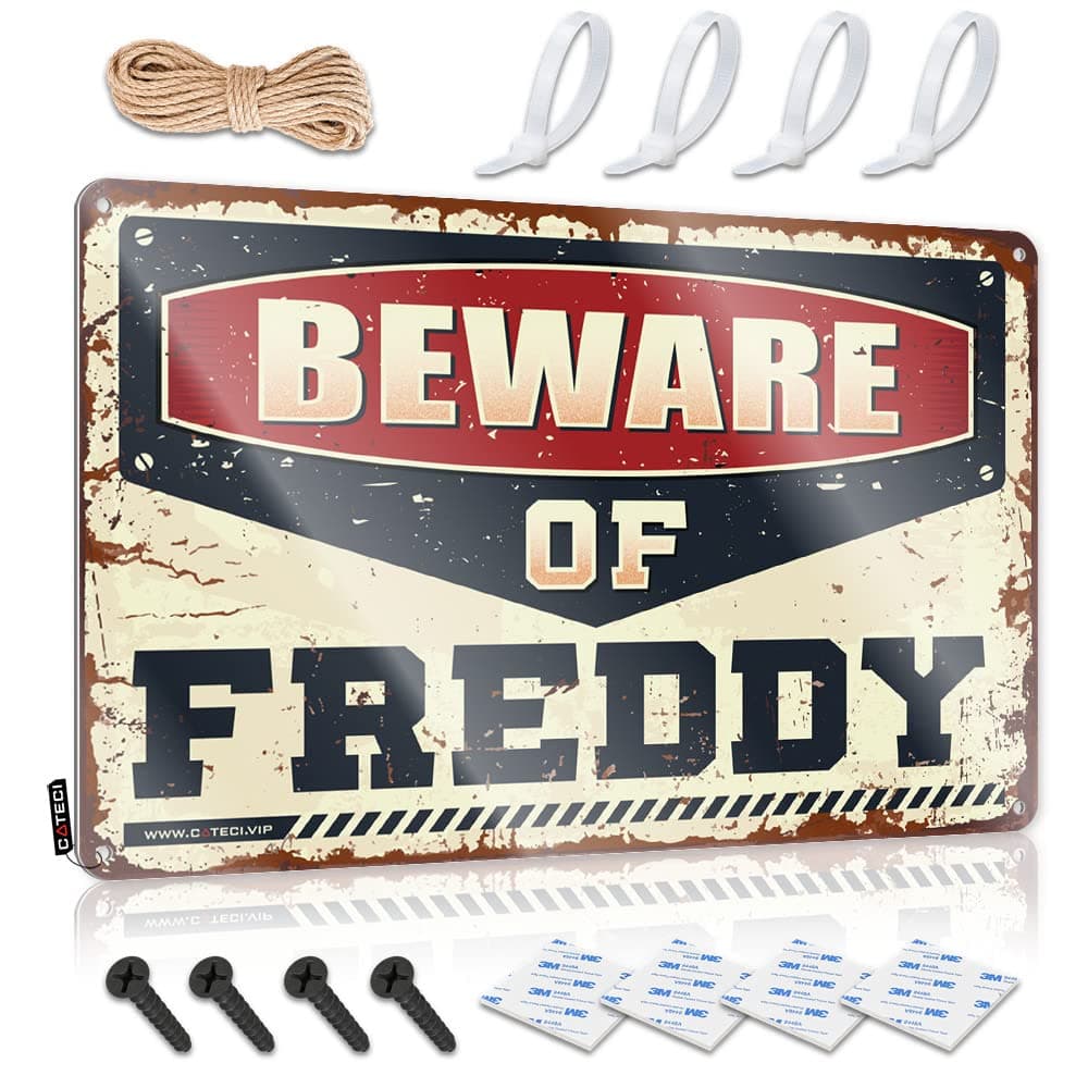 Bar Sign Home Decor Beware of Freddy Tin Sign Funny Stuff Bathroom Art Wall Decor (Size : 20X30CM)