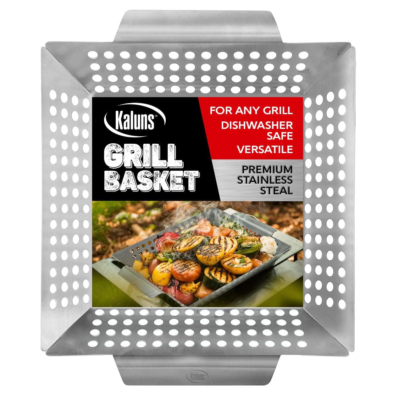 Heavy Duty Stainless Steel Vegetable Grill Basket, Rectangular, Silver, Dishwasher Safe Grills and Vegetables