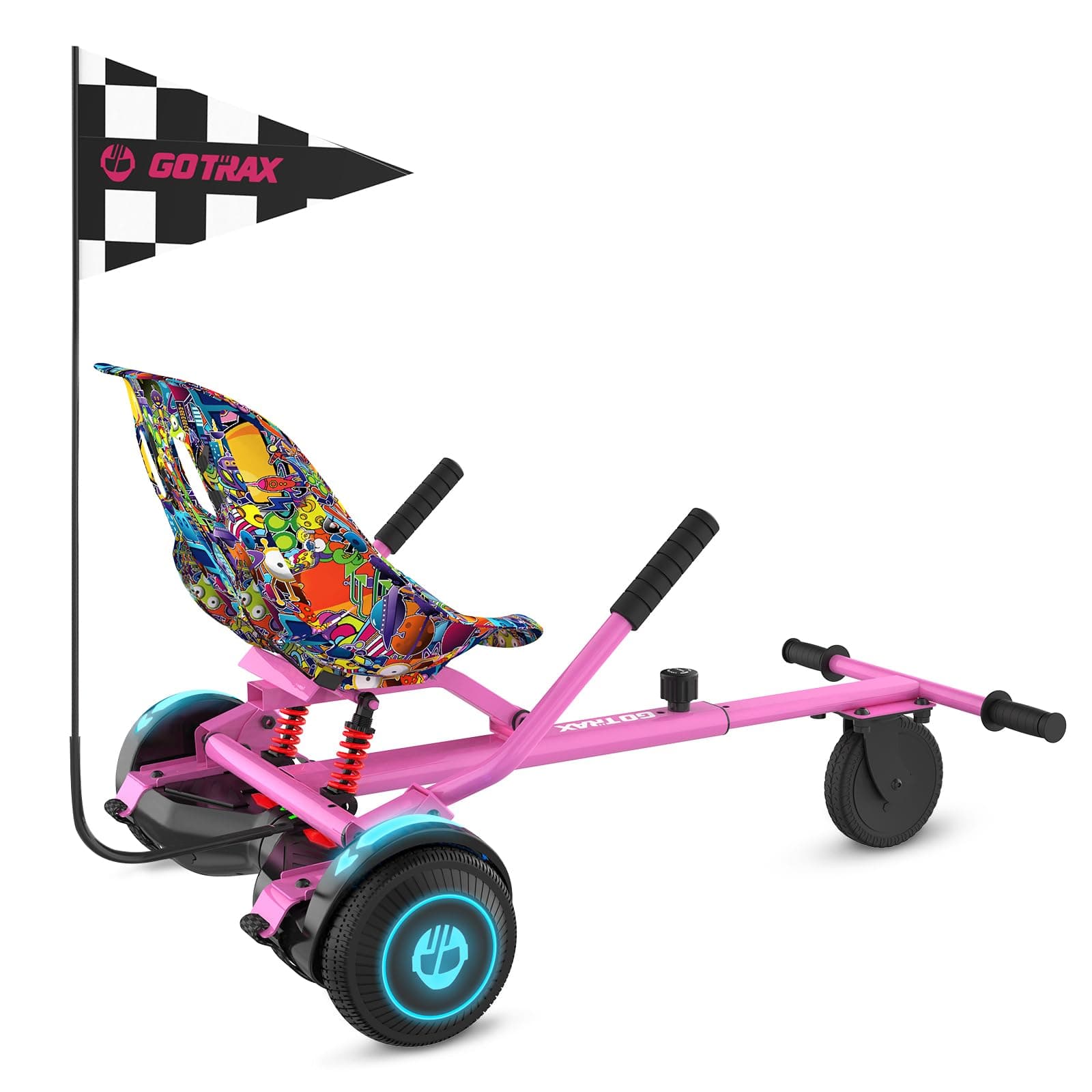 Hoverboard Kart Seat Attachment Accessory for 6.5" 8" 8.5" 10" Self Balancing Scooter, Adjustable Frame Length and Handlebar Control Buggy Attachment, Hover Board Go Kart Accessory Kids Adults