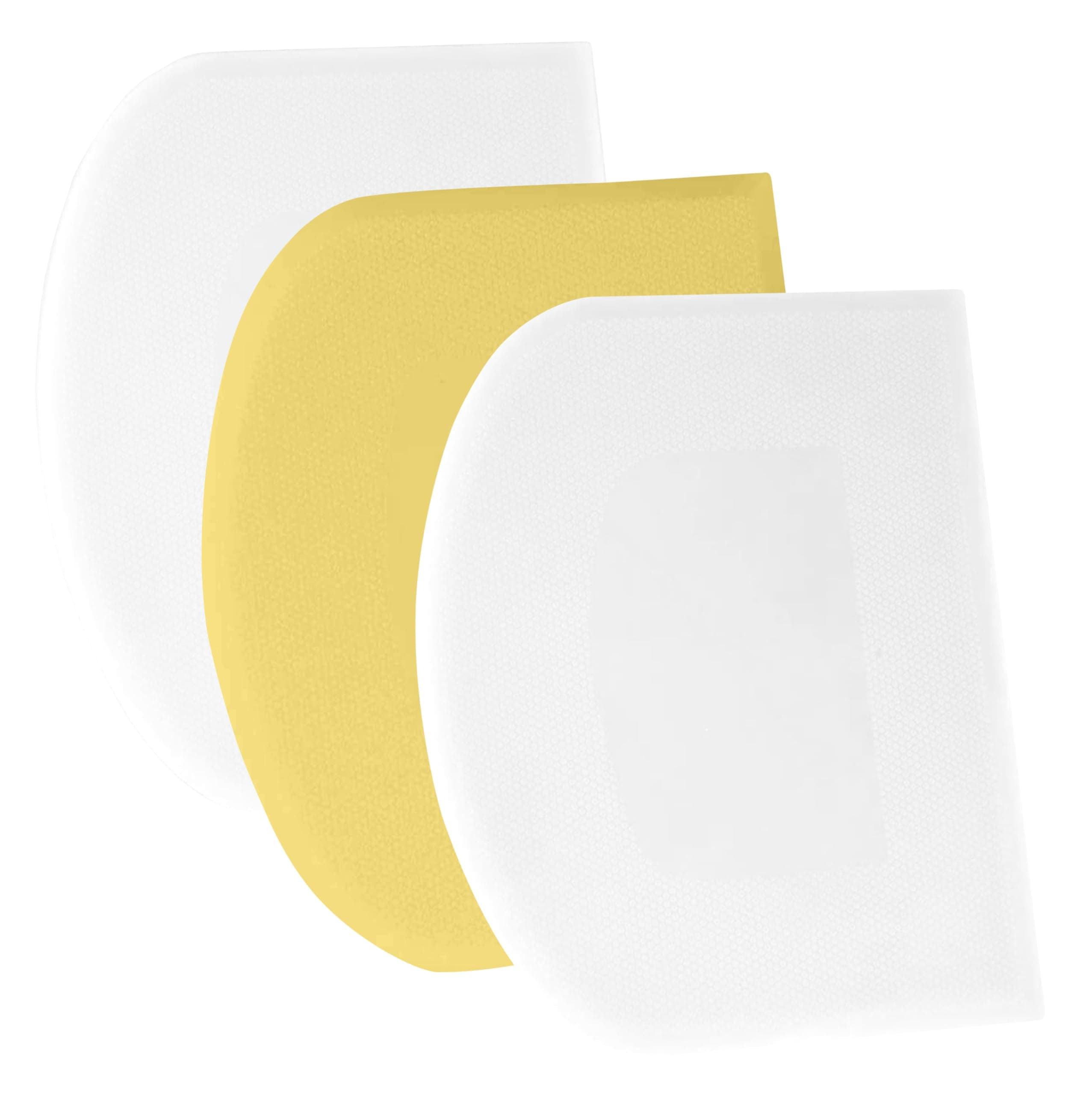 SURDOCA Dough Scraper Bench Scraper - 3P 5.9x4.3" Plastic Flexible Bowl Scraper, Sharp Edge & Angles Cake Scraper. Non-Slip Bakeware Decorating Tools Sculpting & Modeling Tools - White+Yellow+White