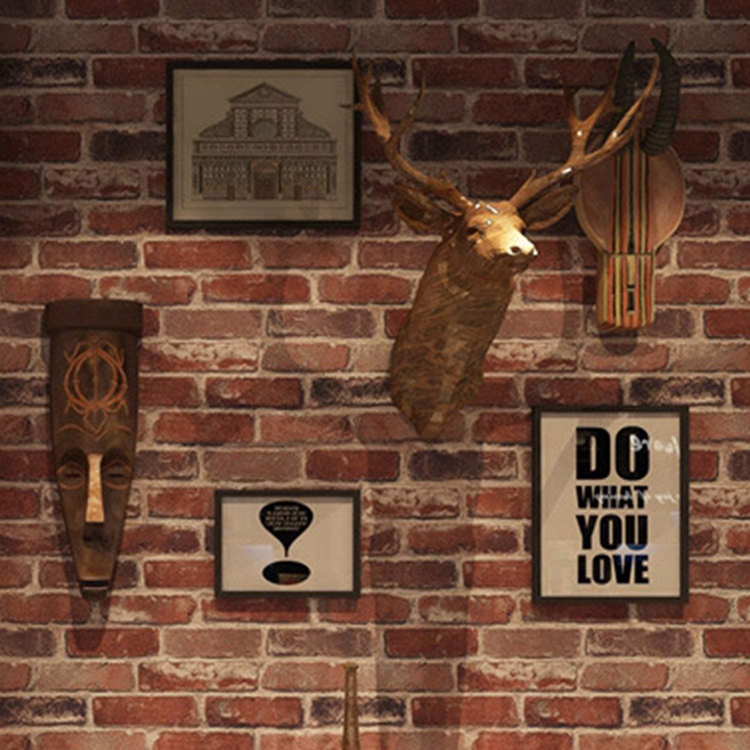 Peel and Stick Wallpaper, Rustic Red Brick Wallpaper for Home Decoration, Kitchen Backsplash, Vinyl Self Adhesive Wall Paper for House, Workshop & Office, 17.3" x 393", C204-10