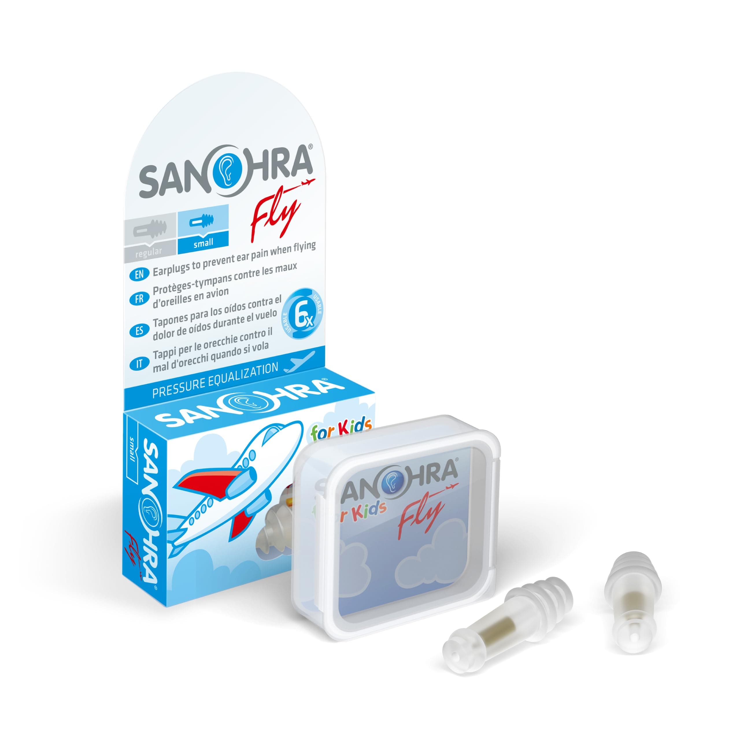 Ear Pain Relief Earplugs for Kids Flying – Reduce Ear Pressure on Airplanes During Takeoff & Landing – Comfortable Reusable Flight Ear Plugs for Children by SANOHRA