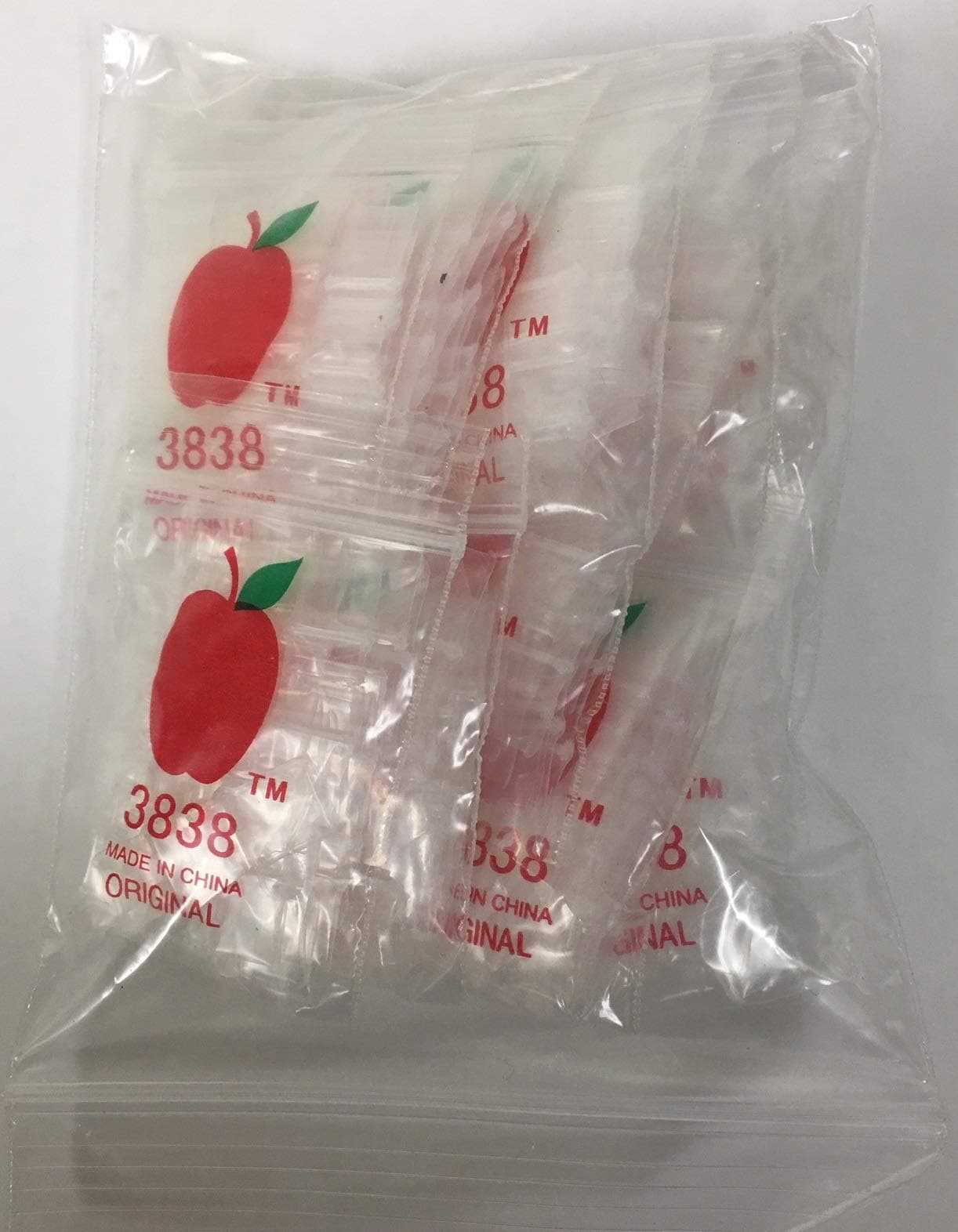 1000 Apple Brand 3838 3/8x3/8 2mil Clear Resealable Bags 1,000 Baggies 3/8"x3/8"